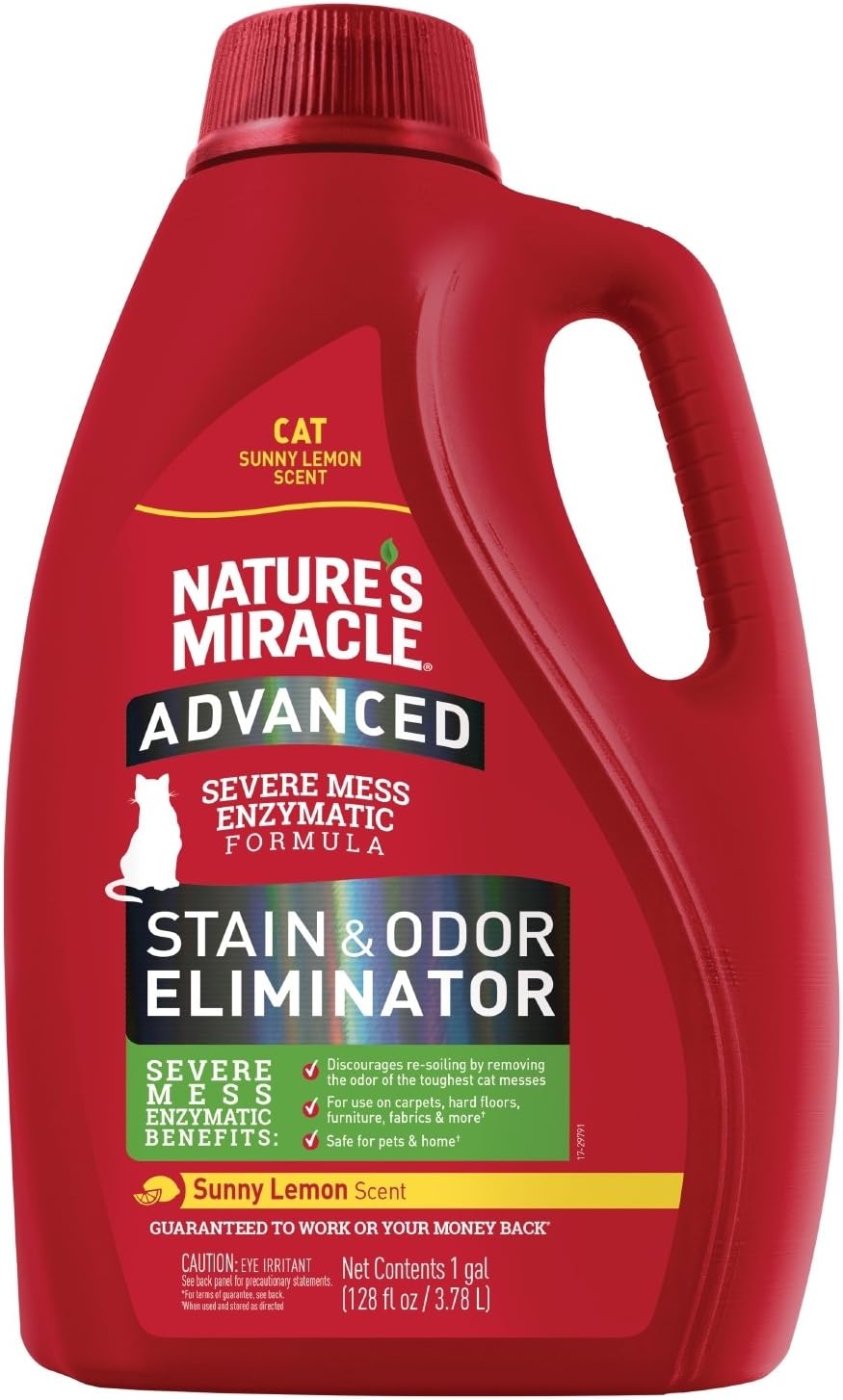 Nature’s Miracle Advanced Cat Stain & Odor Eliminator, Severe Mess, 32 oz | Enzymatic Cleaner Eliminates the Toughest Cat Messes, For Use on Multiple Surfaces, Safe For Pets and Home*, Fresh Scent
