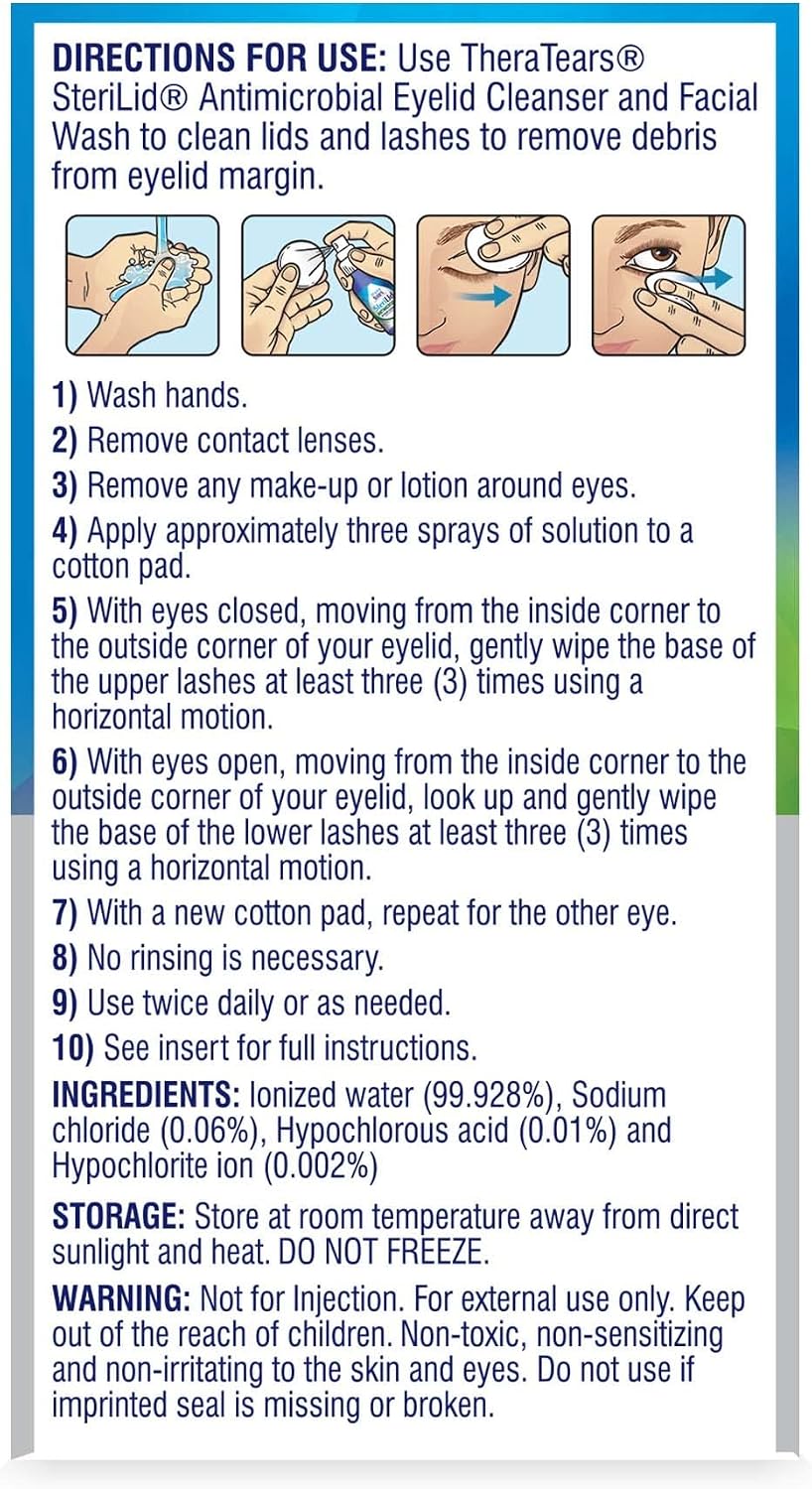 TheraTears SteriLid Antimicrobial Eyelid Cleanser and Face Wash, 2 Fl Oz