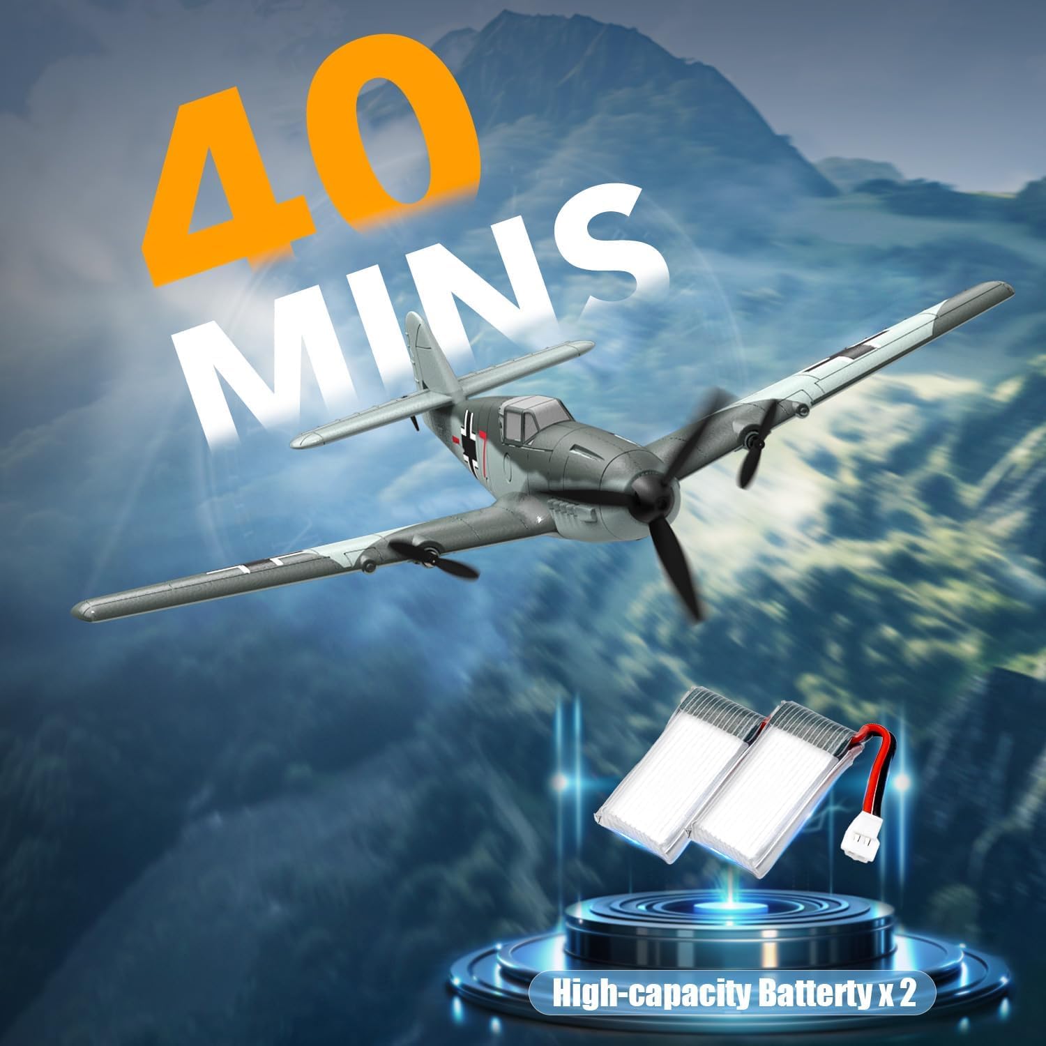 volantexrc RC Plane, 3 Channel Remote Control Plane for Beginners & Adults | Spitfire Fighter RTF, 6-Axis Gyro, 2.4GHz Radio Controlled Aircraft, Easy to Fly