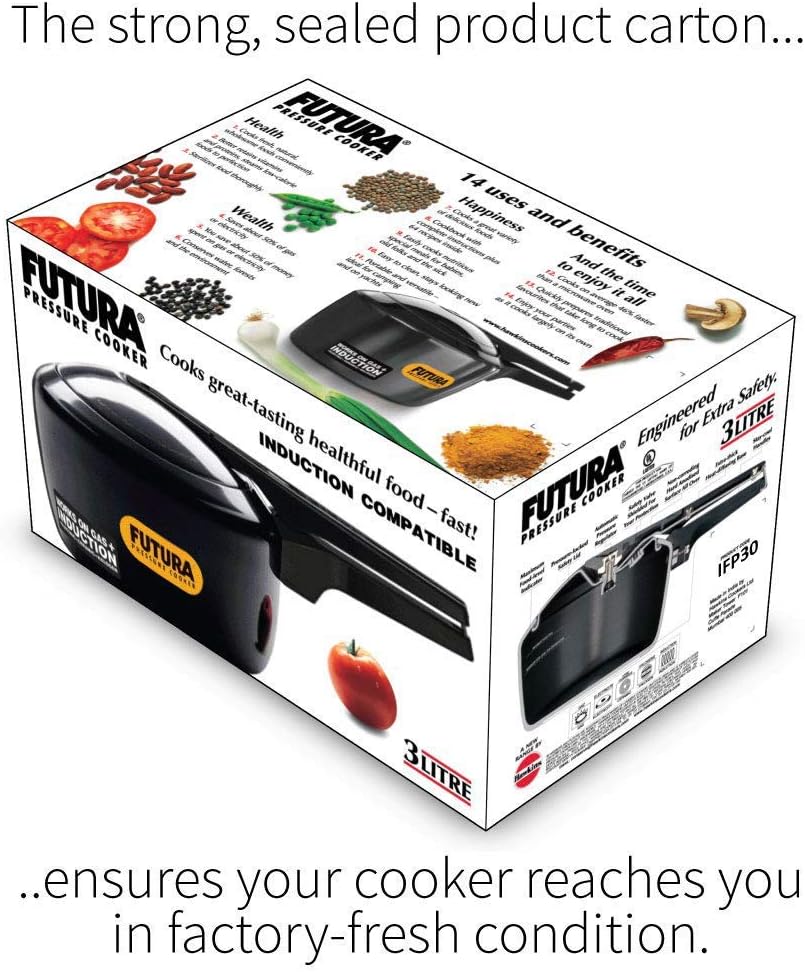 Hawkins Futura 5 Litre Pressure Cooker, Hard Anodised Inner Lid Pressure Cooker, Induction Cooker, Pan Cooker, Black (IFP50)