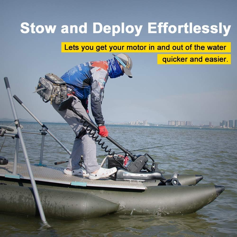 Haswing Bow Mount Trolling Motor 55lbs 48in with Remote, Quick Release | Fresh & Saltwater Ready, 164ft Wireless Remote Range, White, Fits Boats up to 19ft, Req 13.7 x 8" Flat Mount Surface