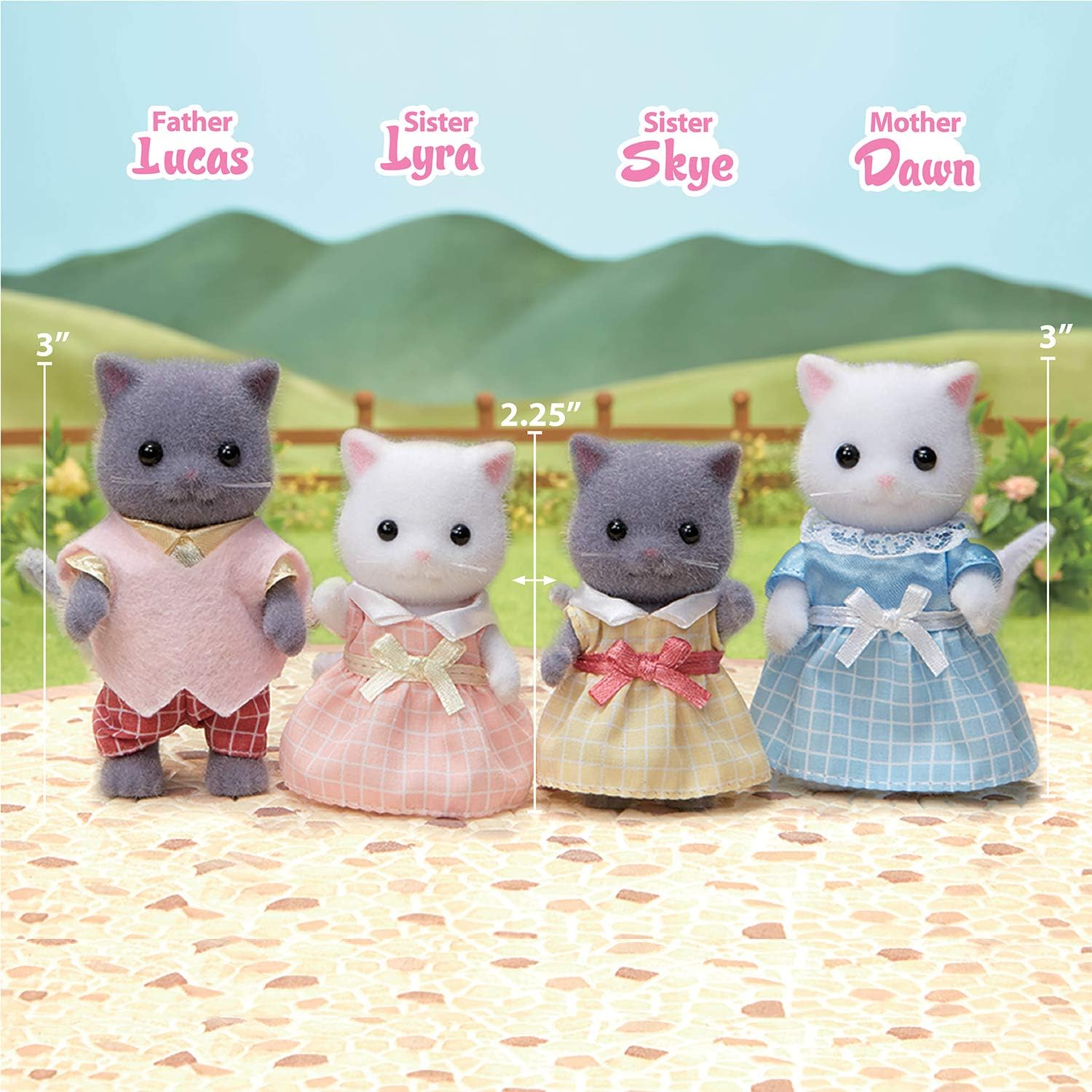 Calico Critters, Sandy Cat Family, Dolls, Dollhouse Figures, Collectible Toys, Premium, 3 inches
