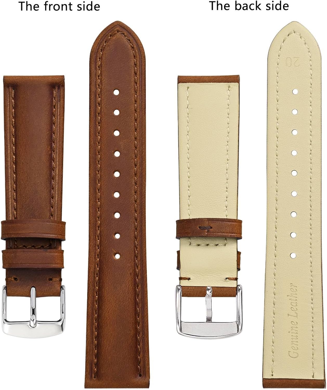 BISONSTRAP Watch Strap, Vintage Leather Replacement Bracelet, Band Width-14mm 15mm 16mm 17mm 18mm 19mm 20mm 21mm 22mm 23mm 24mm
