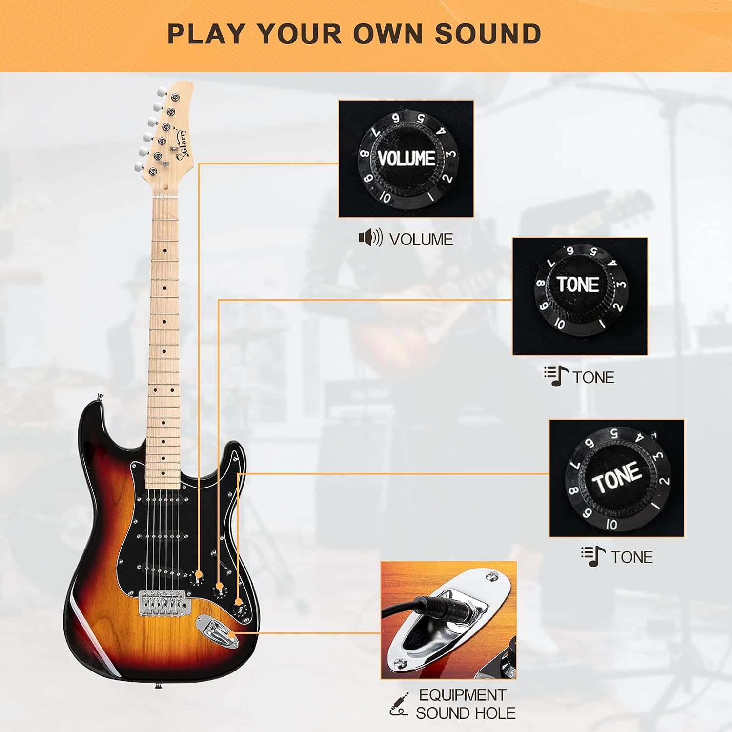 GLARRY Full Size Electric Guitar for Music Lover Beginner with 20W Amp and Accessories Pack Guitar Bag (DARK BLUE, 39" Right Handed)