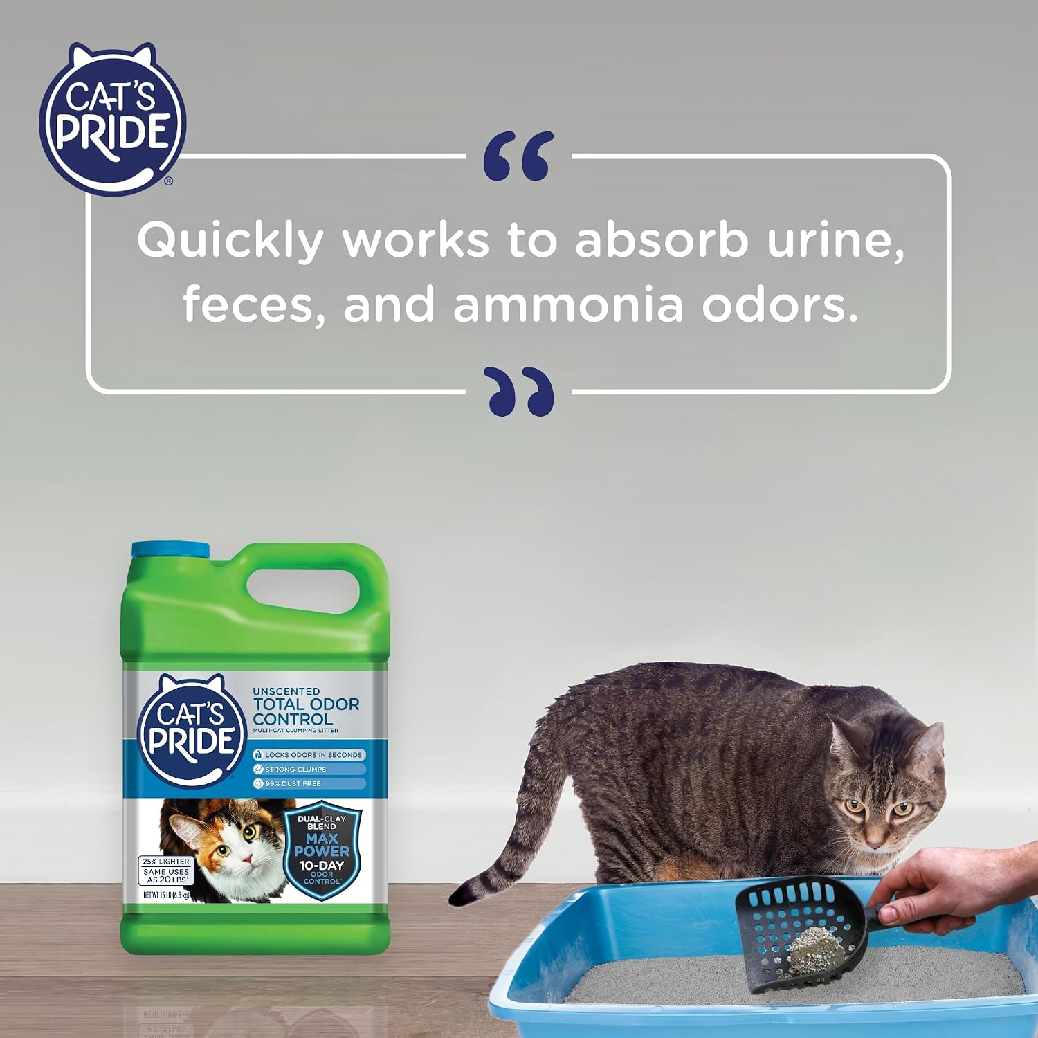 Cat's Pride Total Odor Control, Max Power, Clumping Litter Scented 15lb