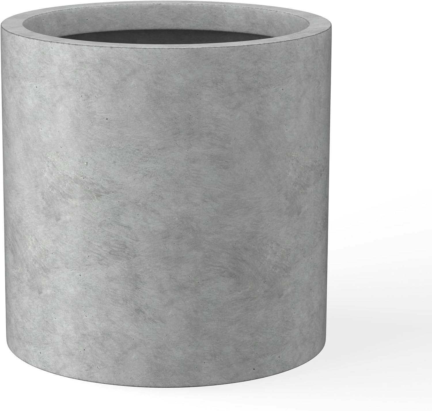 Kante Large Round Cylinder Charcoal Concrete Planter 15.8" Tall, Outdoor