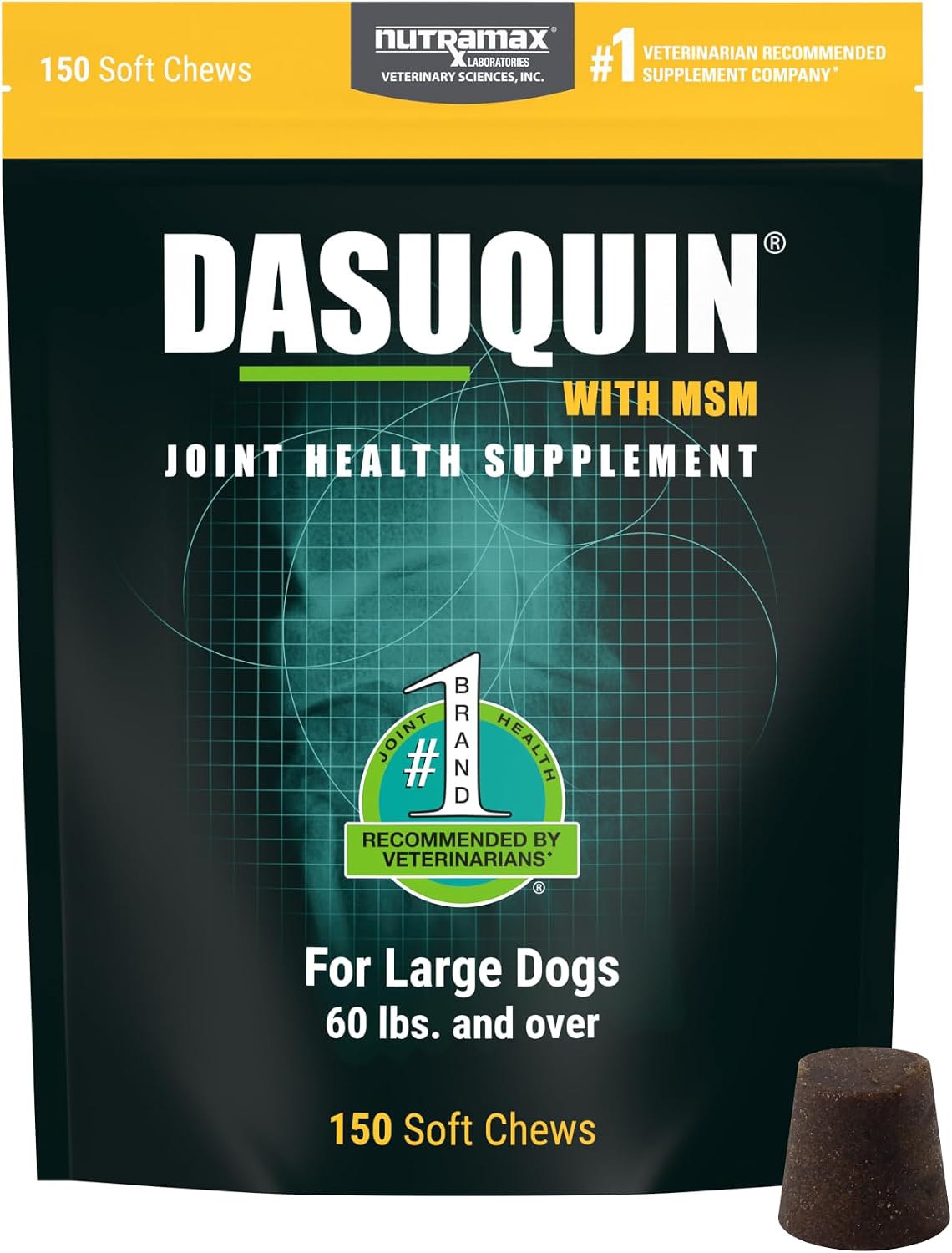 Nutramax Dasuquin MSM Joint Supplement for Large Dogs, Soft Chews, 84ct | Glucosamine and Chondroitin, ASU, MSM, Supports Healthy Joints, For Dogs Over 60 lbs, All Ages, Soft Chews