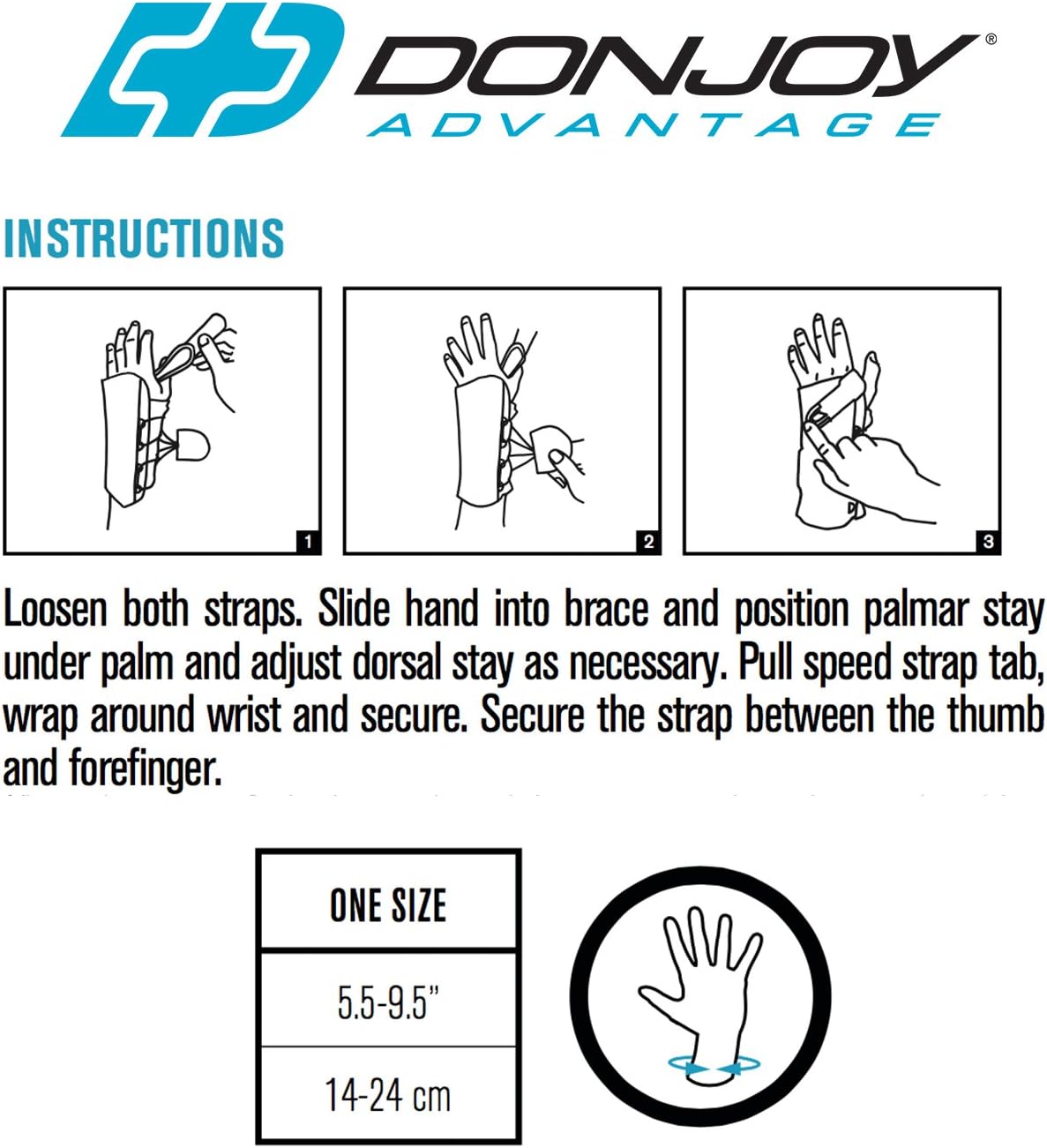 DonJoy Advantage DA161WB02-BLK-R Stabilizing Speed-Wrap Wrist Brace for Carpal Tunnel, Sprains, Strains, Tendonitis, Instabilities, Palm/Dorsal Stays