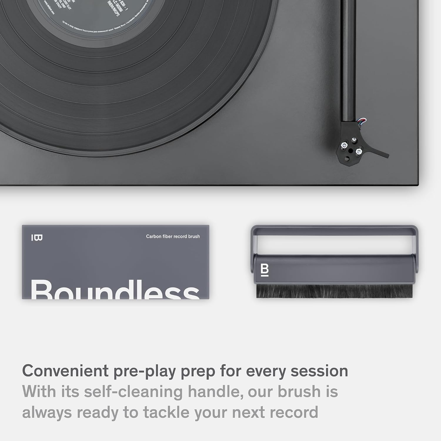 Record Cleaner Brush - Carbon Fiber Anti-Static Vinyl Brush | Soft Conductive Bristles for Gentle Vinyl Record Cleaning & Dust Removal - Essential