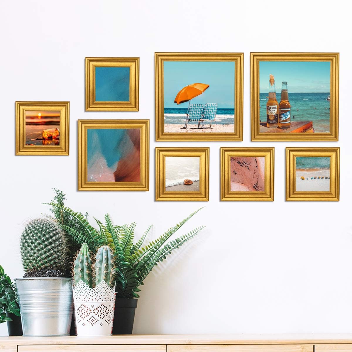 LaVie Home 8x8 Picture Frames (1 Pack, Gold) Square Photo Frame Set with High Definition Glass for Wall Mount & Table Top Display