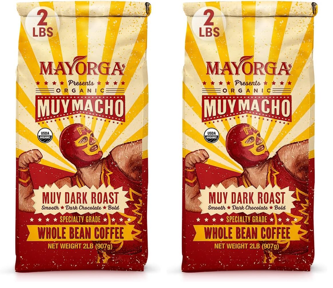 Mayorga Organic Coffee 12oz Cafe Cubano Roast - Dark Roast Whole Bean Coffee Specialty Grade, 100% Arabica, Slow Roasted, Bold and Smooth Flavor with Low Acidity - USDA Organic, Non-GMO, Kosher,