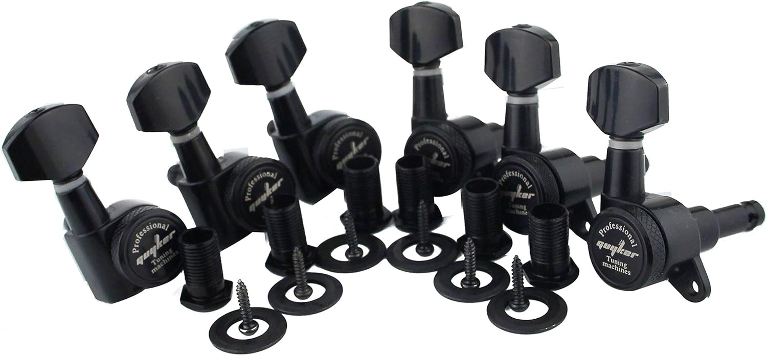 Guyker Guitar Locking Tuners (6 for Right) - 1:18 Lock String Tuning Key Pegs Machine Head with Hexagonal Handle Replacement for ST TL SG LP Style