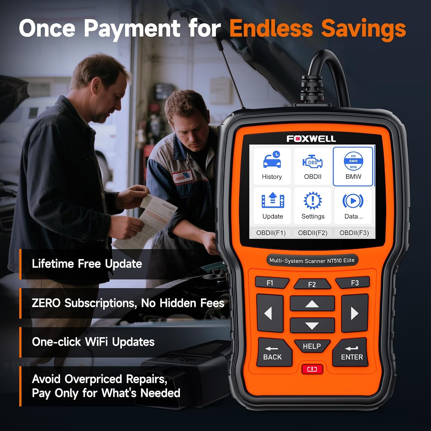 FOXWELL NT510 Elite Scan Tool fit for BMW Scanner Full Diagnostic Tool OBD2 Scanner