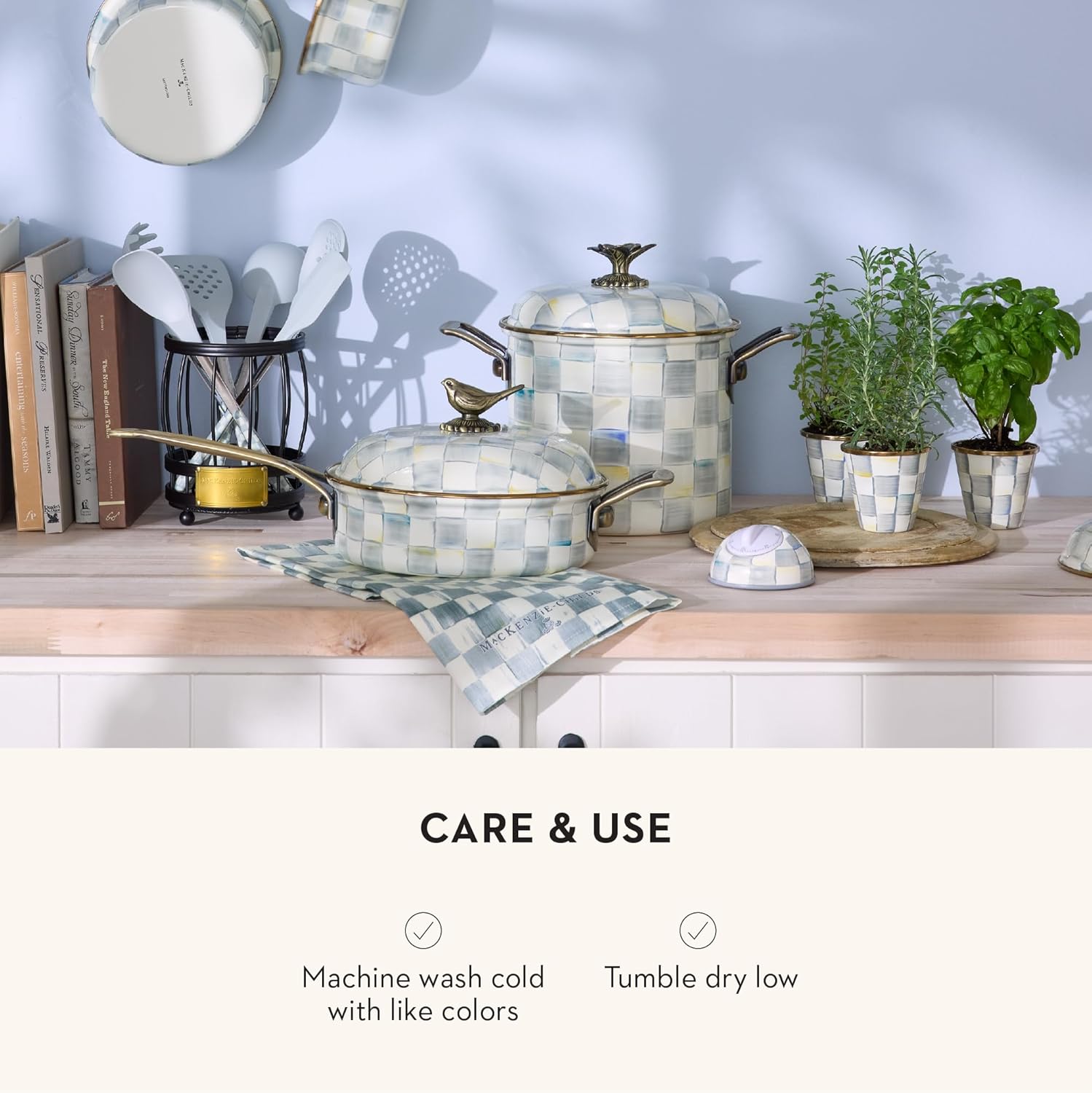 MACKENZIE-CHILDS Cotton Dish Towel, Hydrangea Tea Kettle