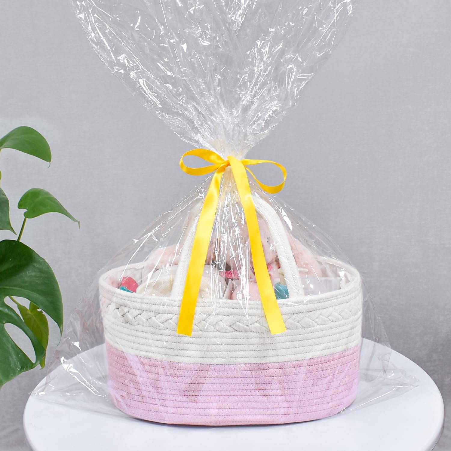 ABenkle Diaper Caddy Organizer - Cotton Rope Nursery Storage Basket for Baby Essentials, Boys & Girls Shower Gift, Changing Table Organizer