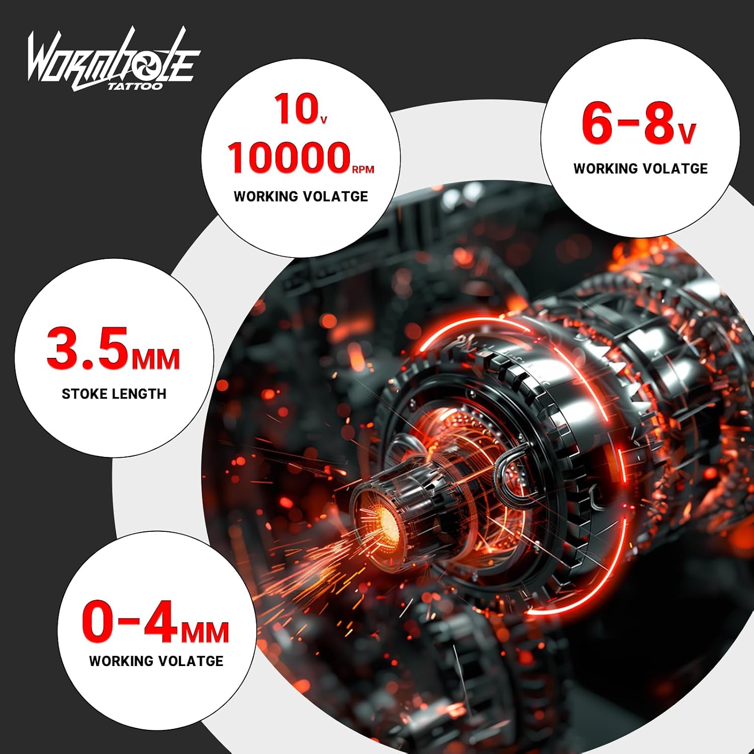 Wormhole Complete Tattoo Kit for Beginners Rotary Pen Machine