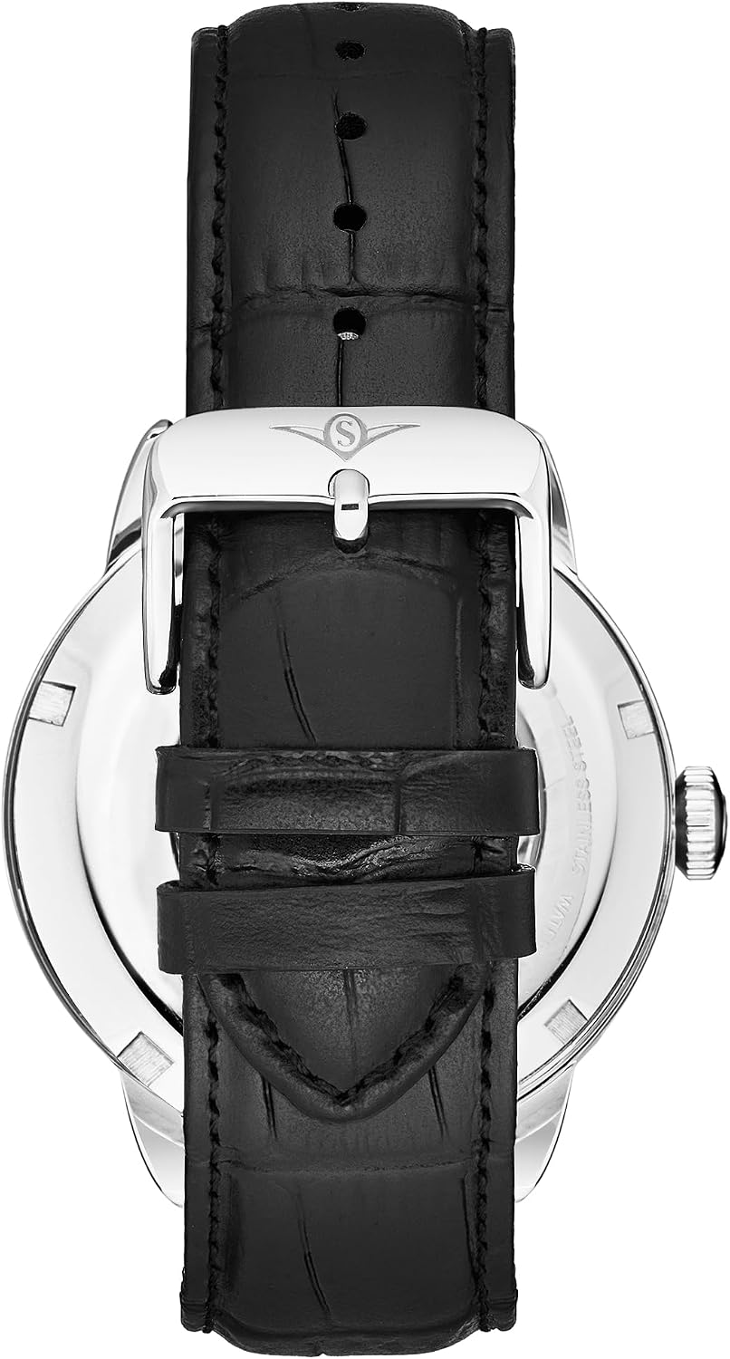 Stuhrling Original Mens Skeleton Automatic Dress Watch with Alligator Embossed Leather Strap Skeleton Dial