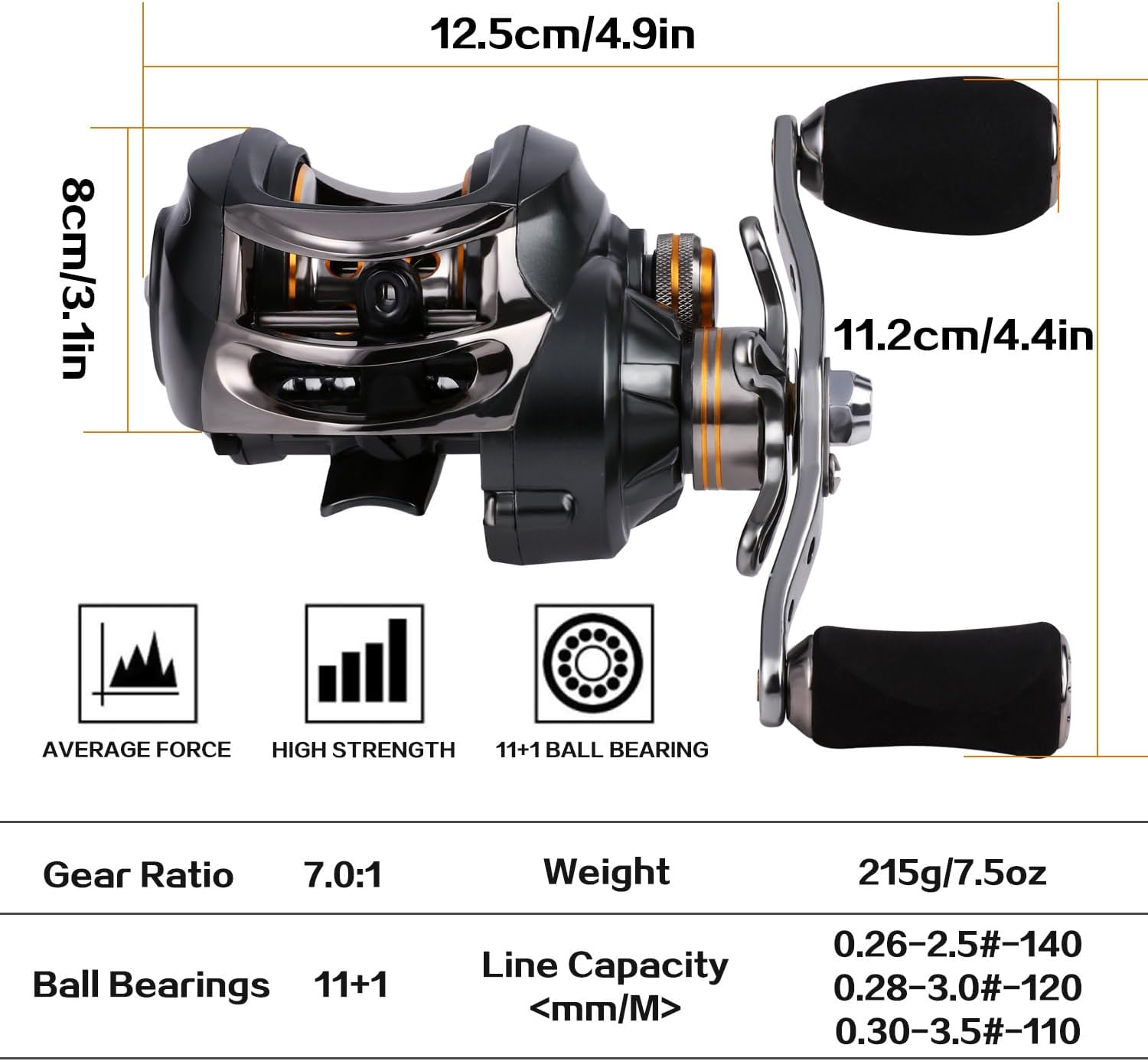 Sougayilang Baitcasting Fishing Reel, 11+1 Shielded Bearings, 18LB Carbon Fibre Drag, 7.0:1 Baitcsters,Magnetic Brake System Fishing Reel