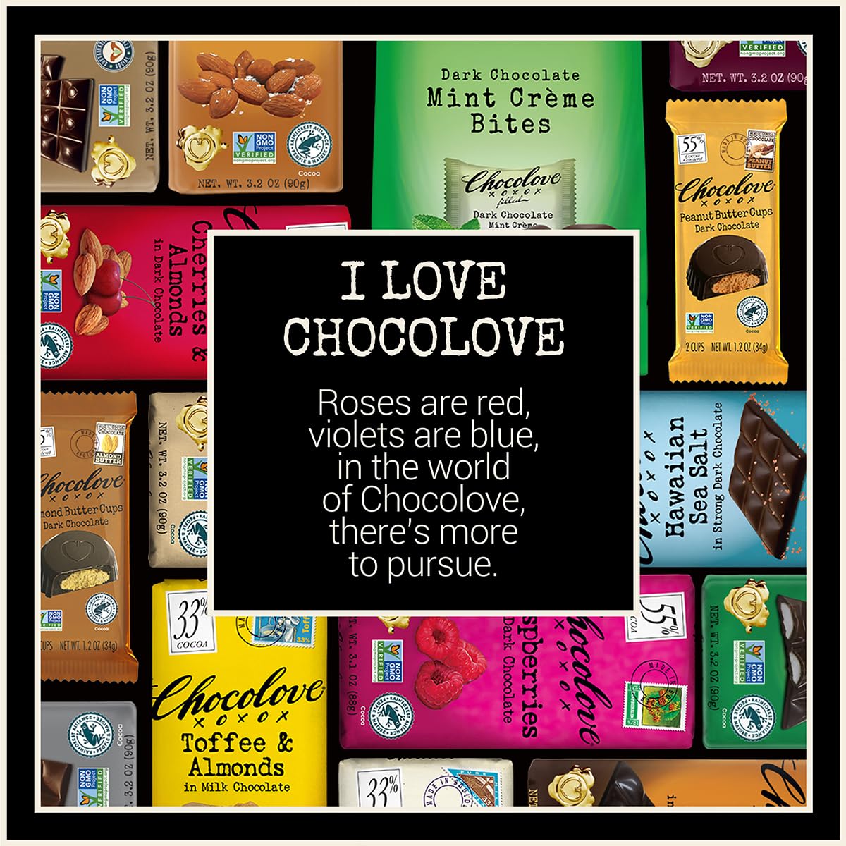Chocolove Strong Dark Chocolate Bars | 70% Cocoa | Strong & Smooth Premium Dark Chocolate | Rainforest Alliance Certified, Non-GMO