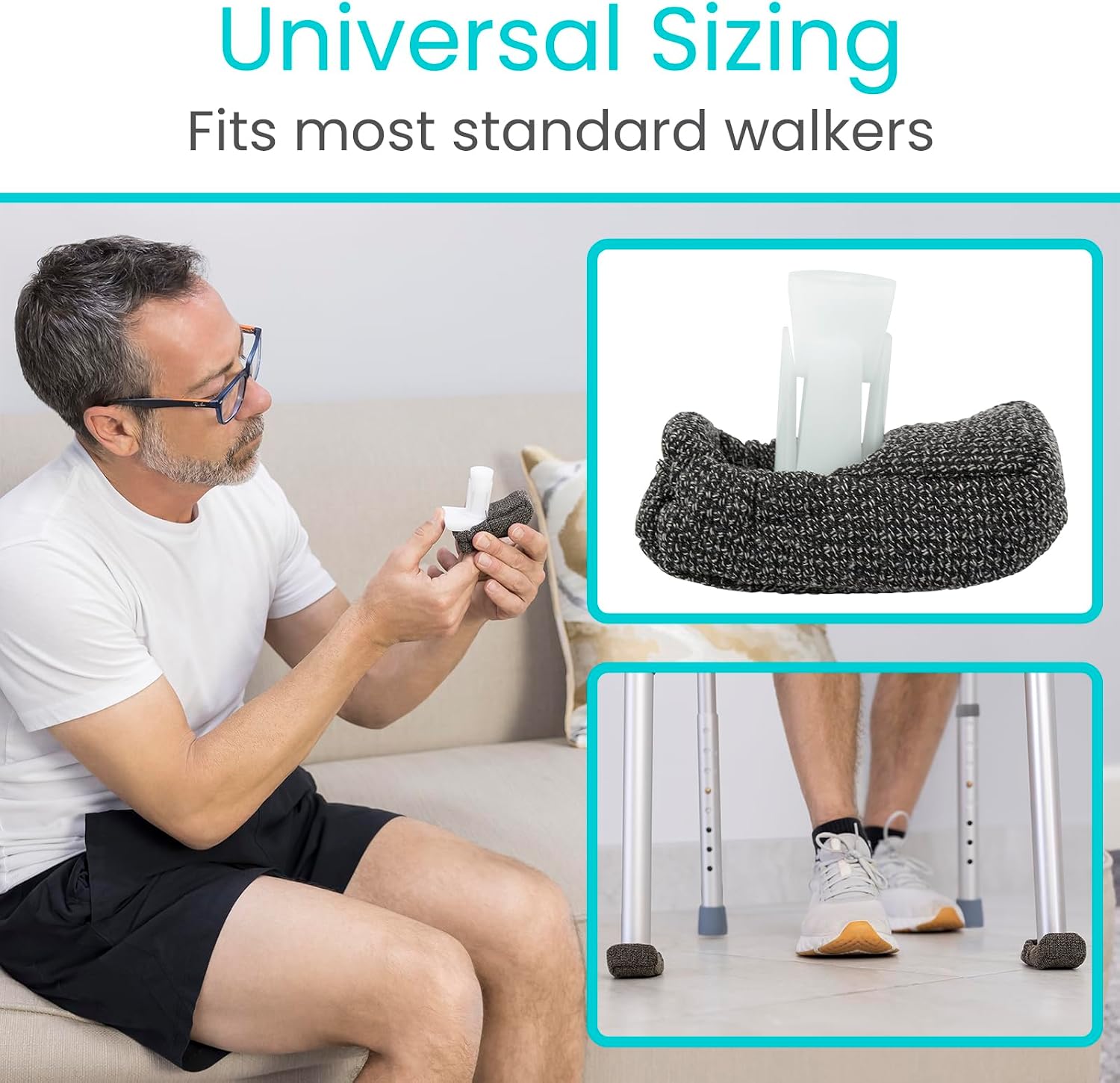 Vive Walker Ski Glide Covers 4 PCS - Accessories for Folding Walkers