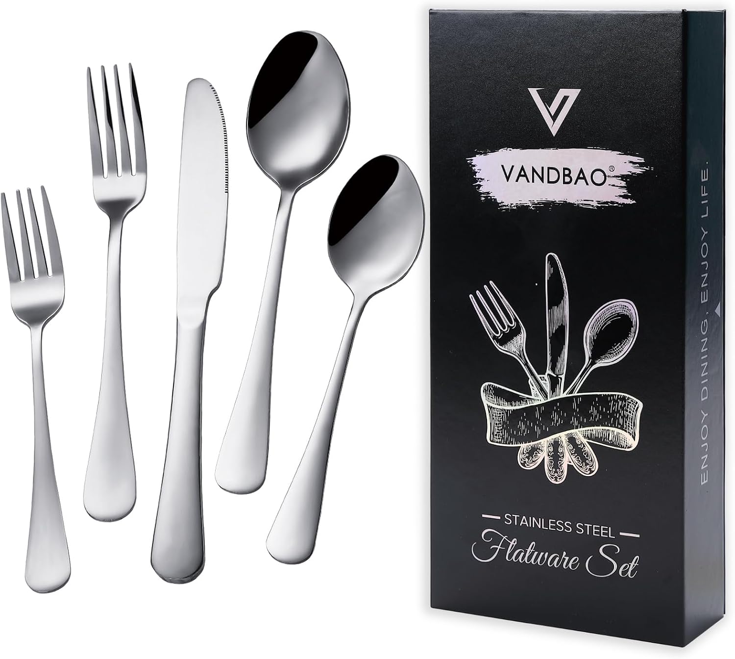 VANDBAO Rainbow Flatware Cutlery Silverware Set 20 Pieces, Stainless Steel Colorful Utensils, Tableware Set Service for 4, Include Knife/Fork/Spoon