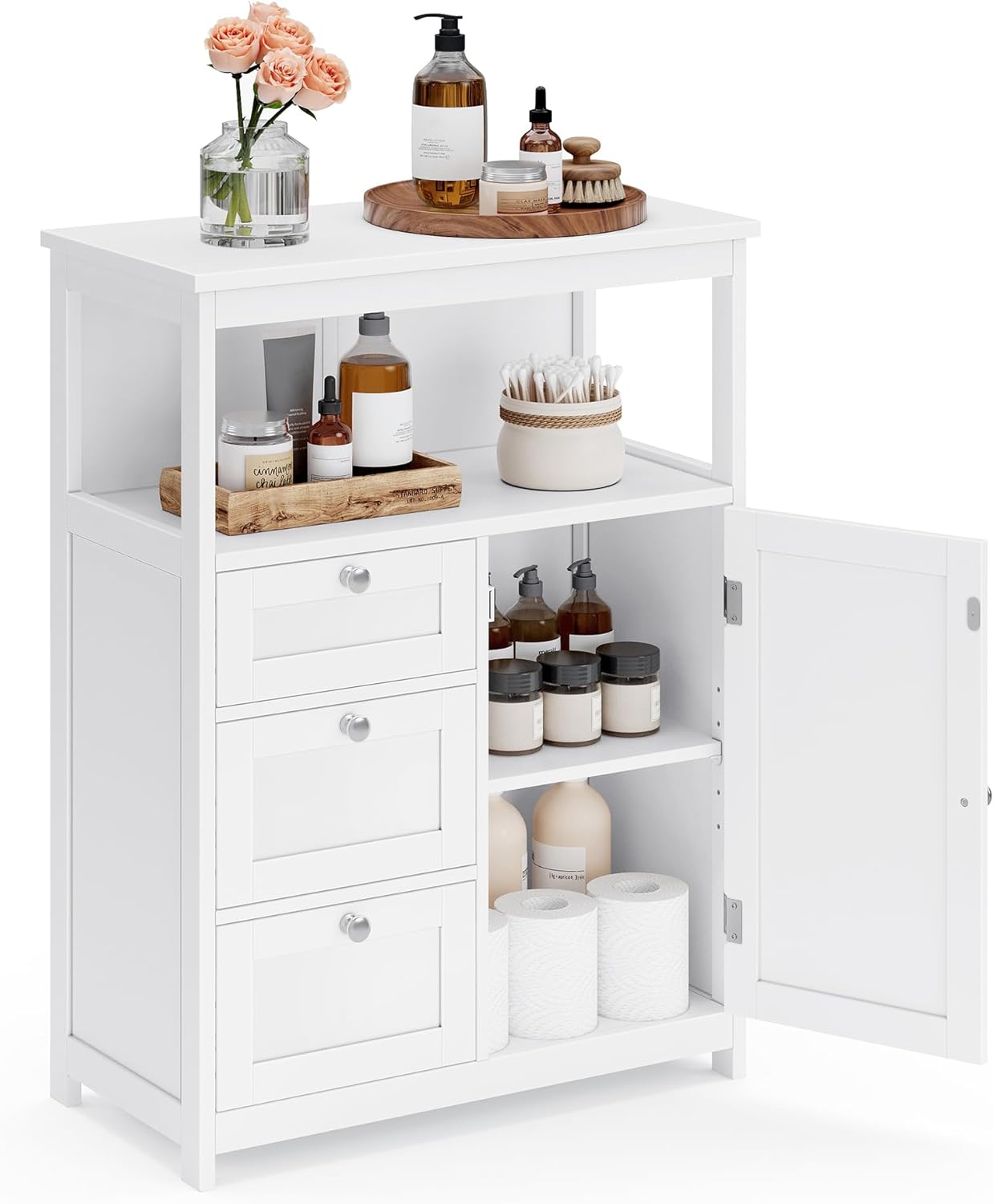 VASAGLE Bathroom Storage Cabinet, with 2 Doors, 31.5" H, Cloud White