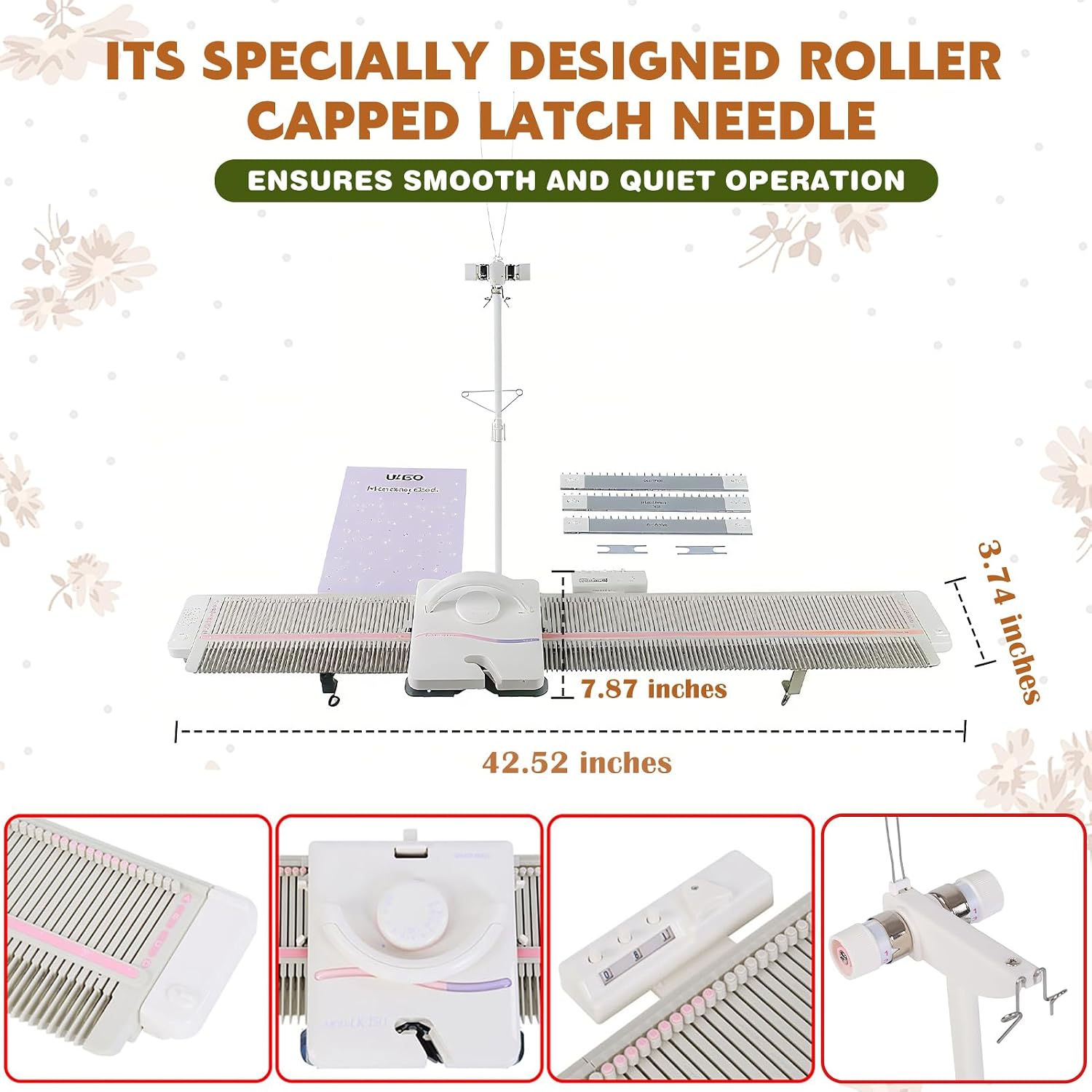 Knitting Machine, LK150 6.5mm Mid Gauge 150 Stitches Portable Plastic Domestic Smart Weaving Set with Accessories for Sock Hat Scarf
