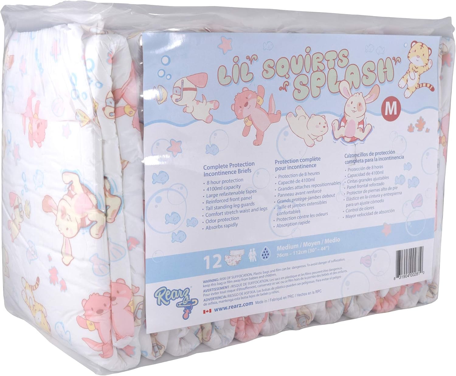 Rearz - Lil' Squirts Splash - Adult Printed Diapers (16 Pack) (Large)