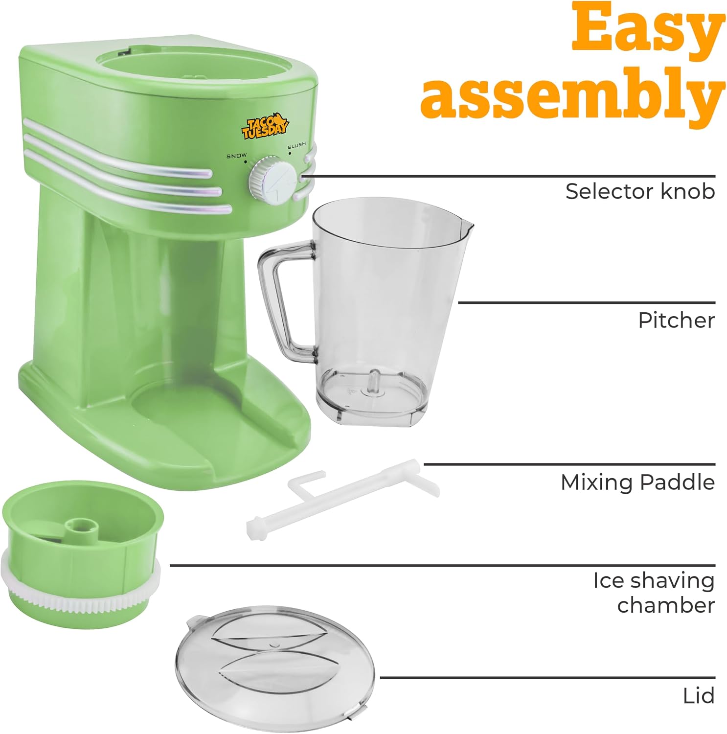 Nostalgia Taco Tuesday Frozen Drink Maker and Margarita Machine for Home - 40-Ounce Slushy Maker with Stainless Steel Flow Spout - Easy to Clean and