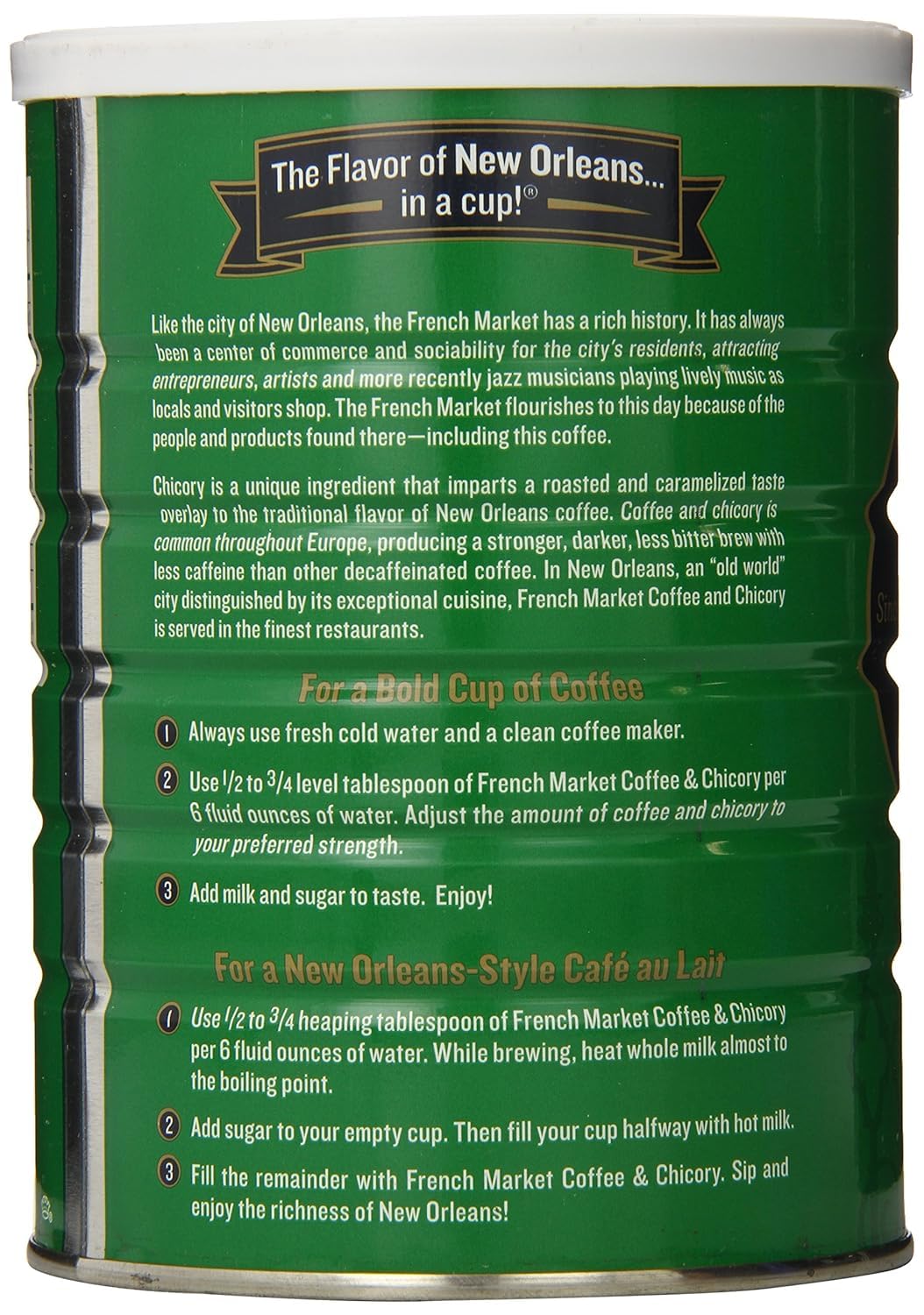 French Market Coffee & Chicory Dark Roast Ground Coffee, 12oz Can (Pack of 6)