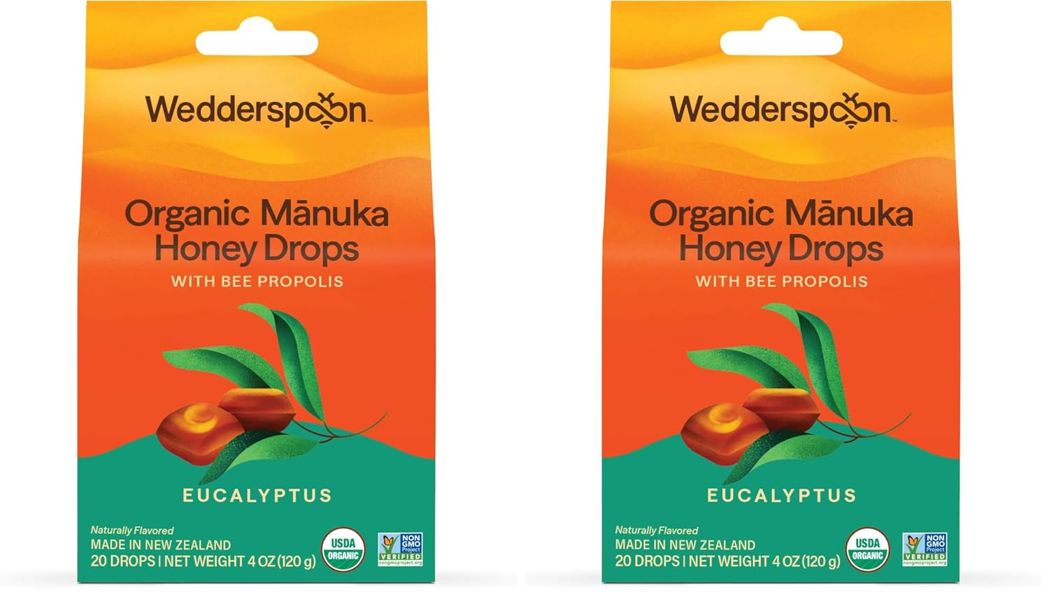 Wedderspoon Organic Manuka Honey Drops, Honey & Echinacea, 20 Count | USDA Organic | Genuine New Zealand Honey, Natural Remedy for Dry Throat | USDA Organic, Genuine New Zealand Honey, Natural Remedy for Dry Throat
