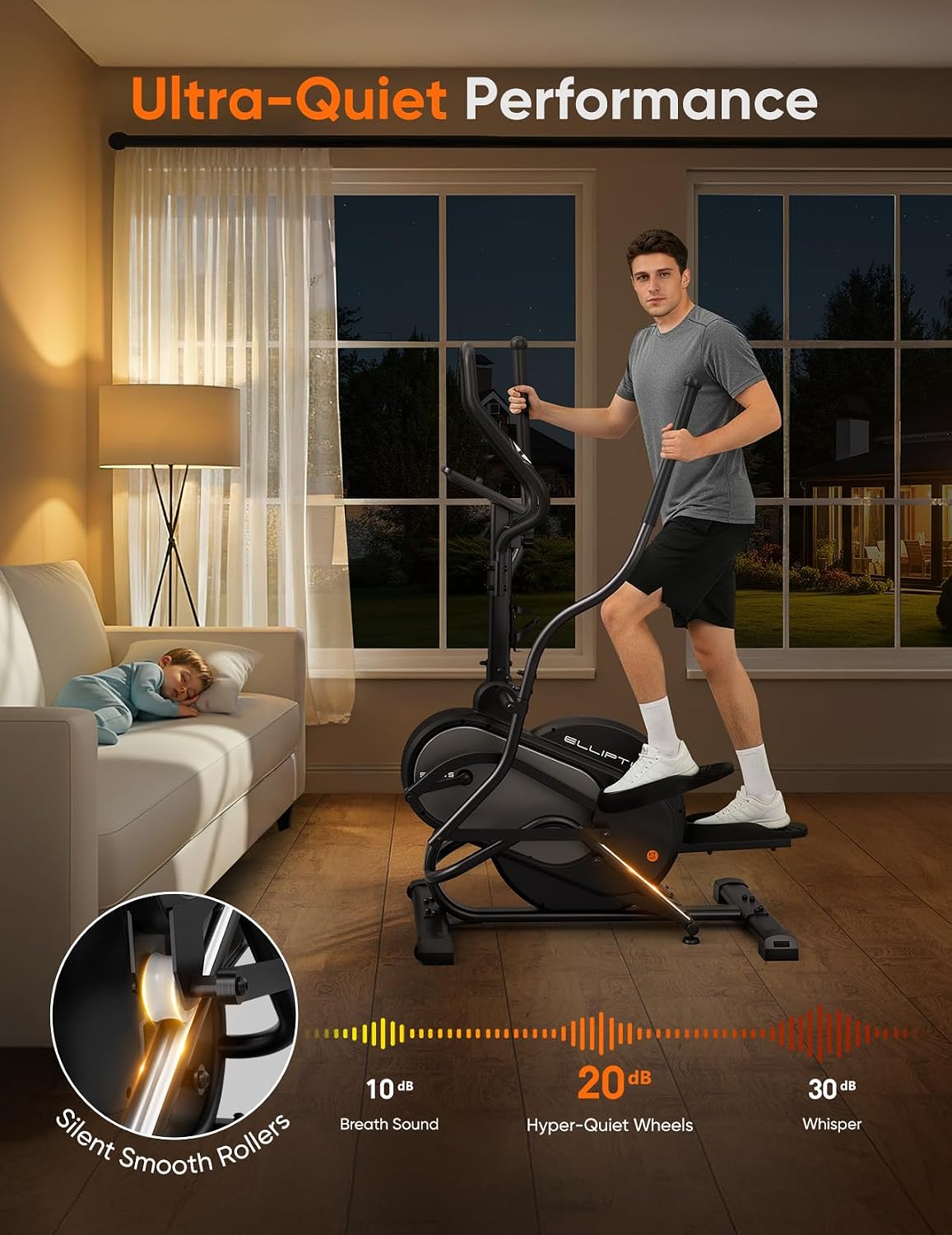 Dripex Elliptical Exercise Machine, 3-in-1 Cardio Climber Stepper Elliptical Machine for Home, Elliptical Training Machines with 16-Level Resistance