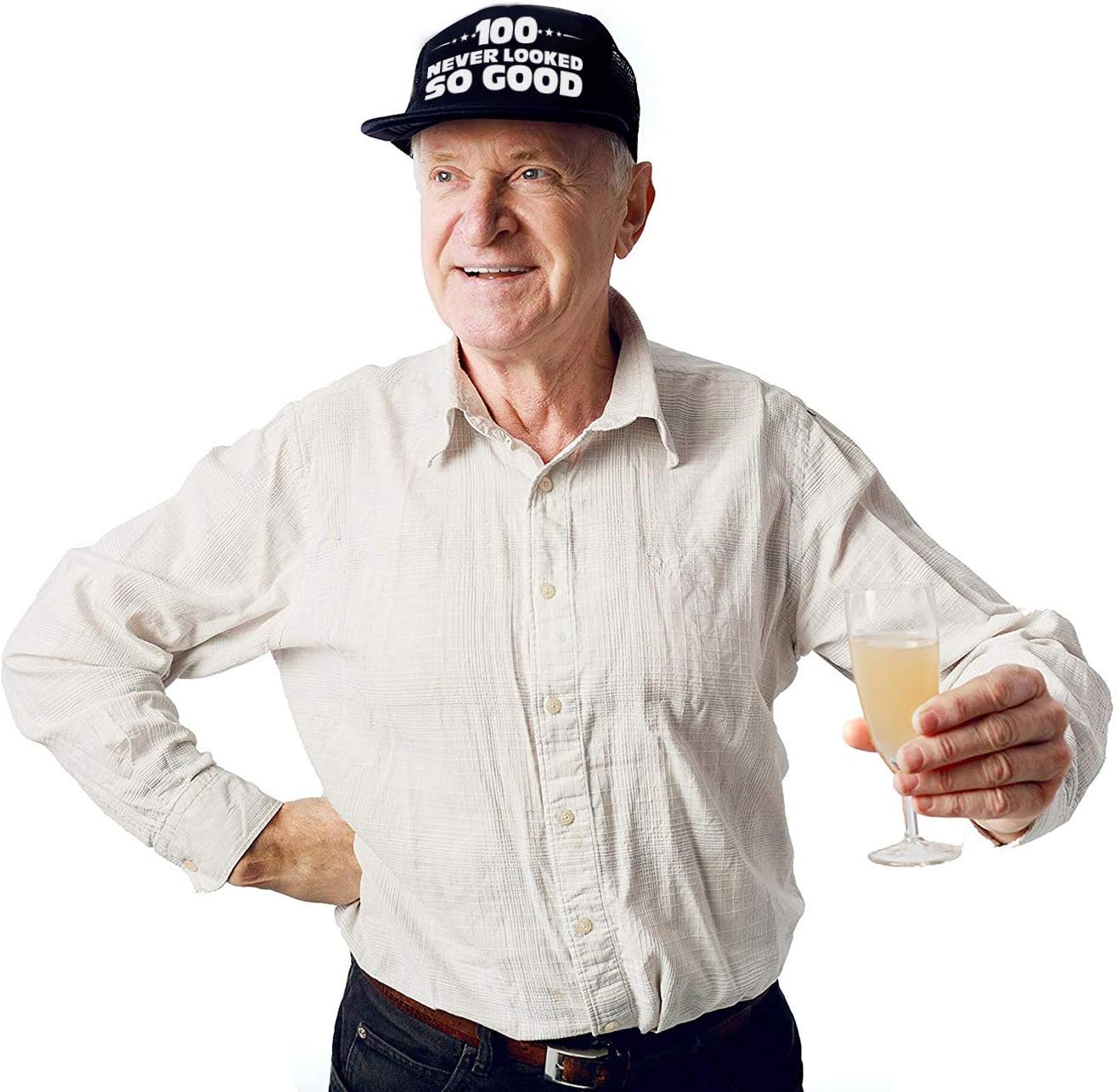 Sterling James Co. 100 Never Looked So Good Novelty Trucker Hat - Funny 100th Birthday Gifts for Him or Her - Birthday Party Decorations and