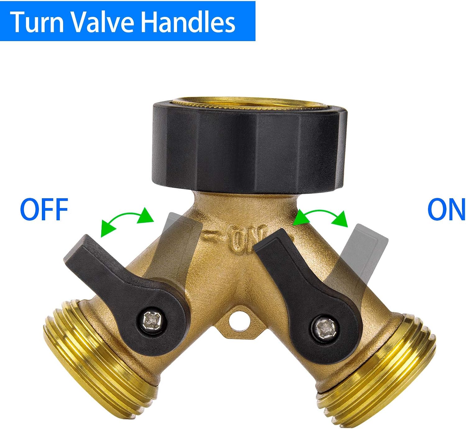 3 Pack Hose Splitter, 2 Way Brass Garden Hose Y Valve Connector Adapter