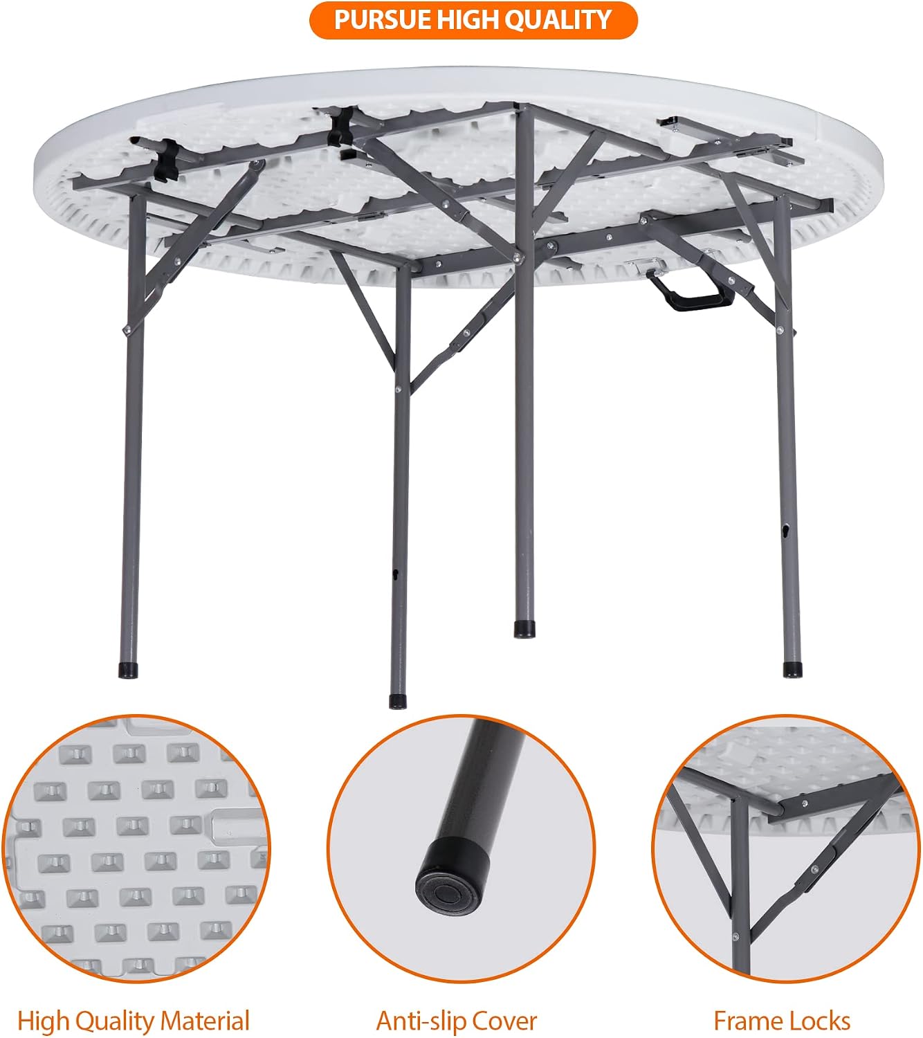 ZenStyle 3 ft Indoor Outdoor Heavy Duty Portable Plastic Folding Table