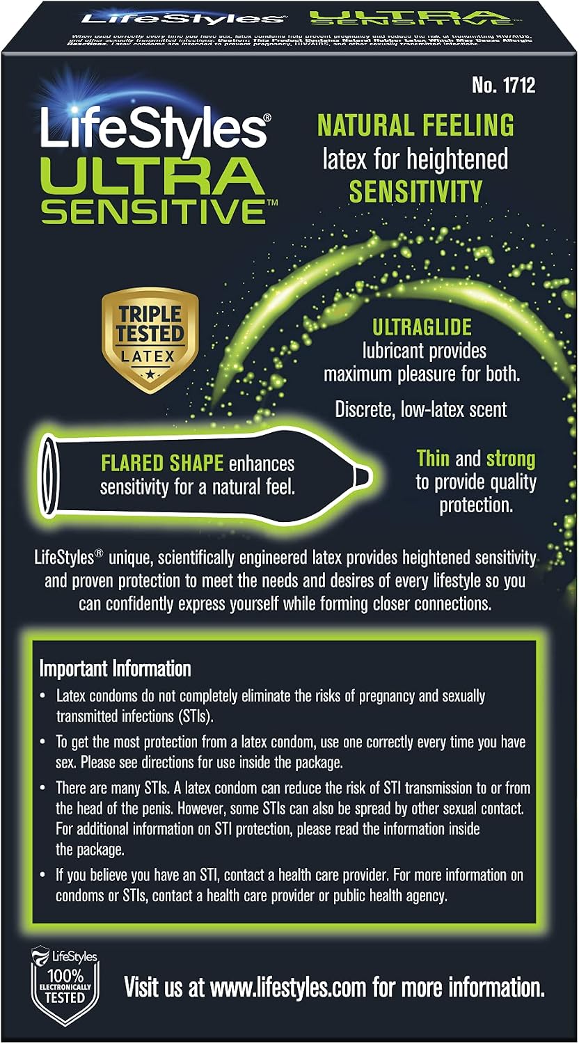 LifeStyles Ultra Sensitive Natural Feeling Lubricated Latex Condoms, 40 Count