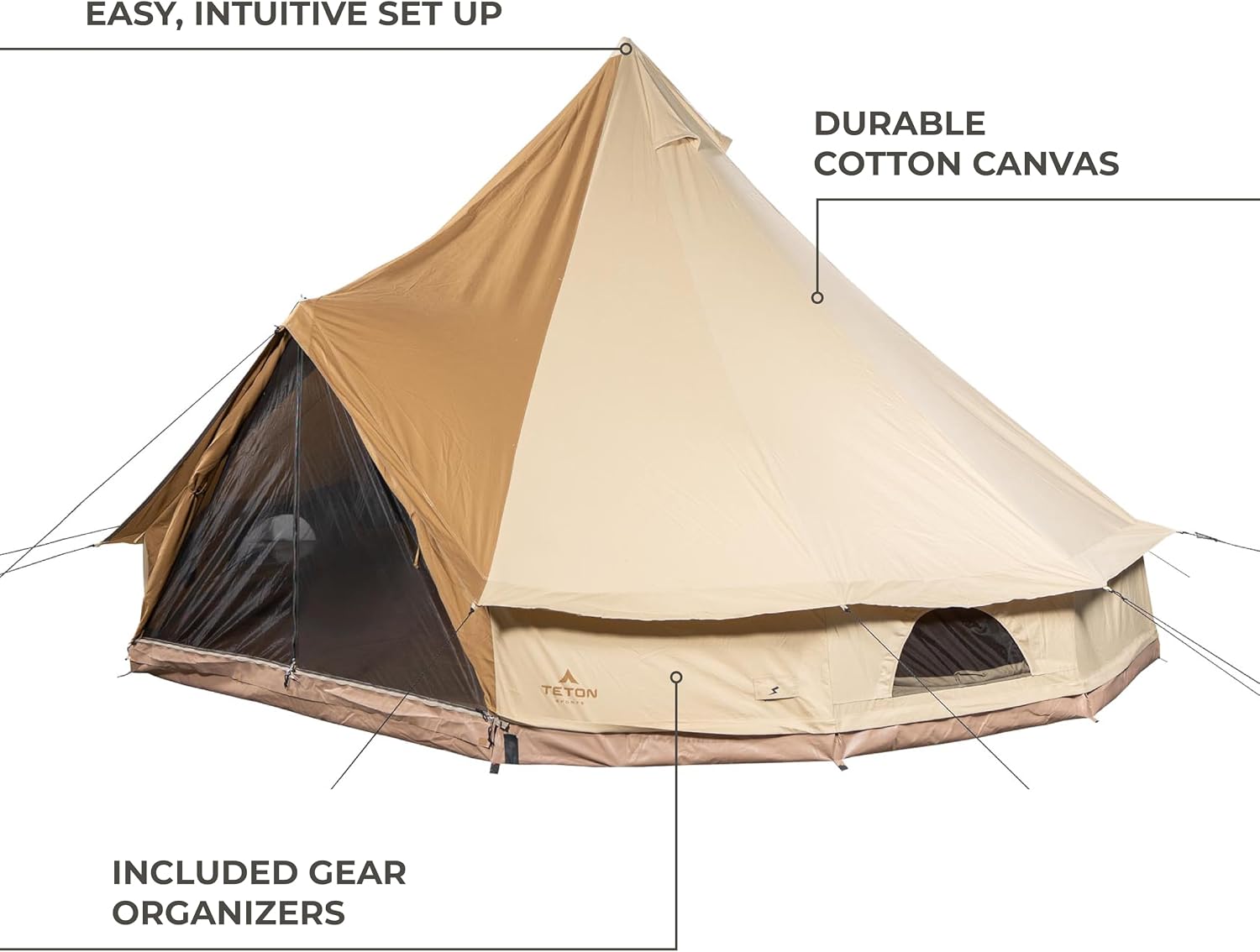 Teton Sports Canvas Tents, Tent for Family Camping in All Seasons, The Right Shelter for Your Base Camp, Waterproof