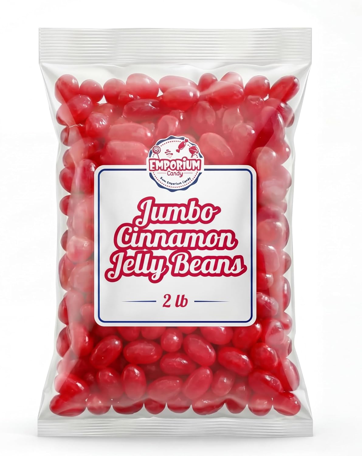 Cinnamon Jelly Beans 2 lbs Jumbo Extra Large Red Chewy Sweet Spiced Candy