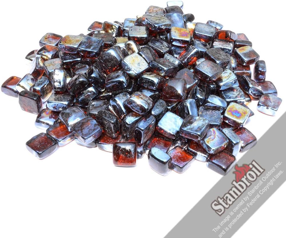 Stanbroil 10-Pound Fire Glass Cubes 1 inch, Crystal Ice Reflective | Fire Glass for Fireplace Fire Pit