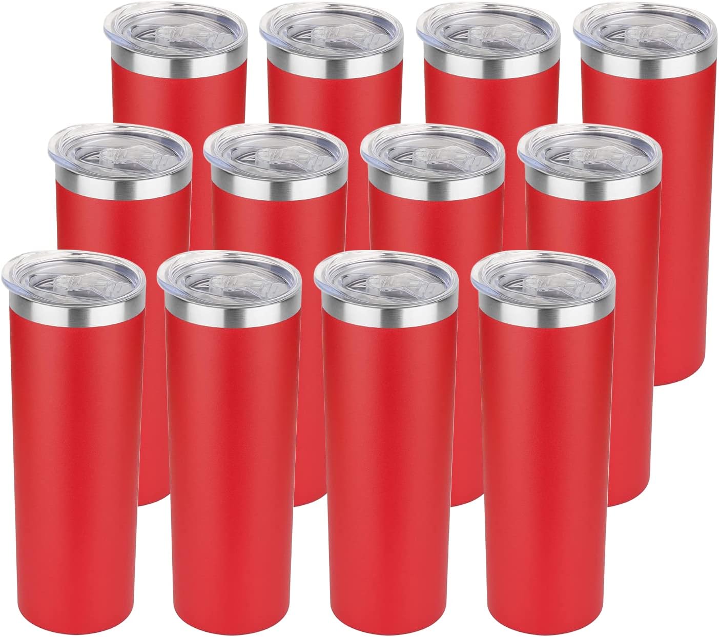 HASLE OUTFITTERS 20 oz Skinny Tumblers Bulk Set, Stainless Steel Insulated Slim Tumblers with Lids, Reusable Double Wall Travel Coffee Mugs