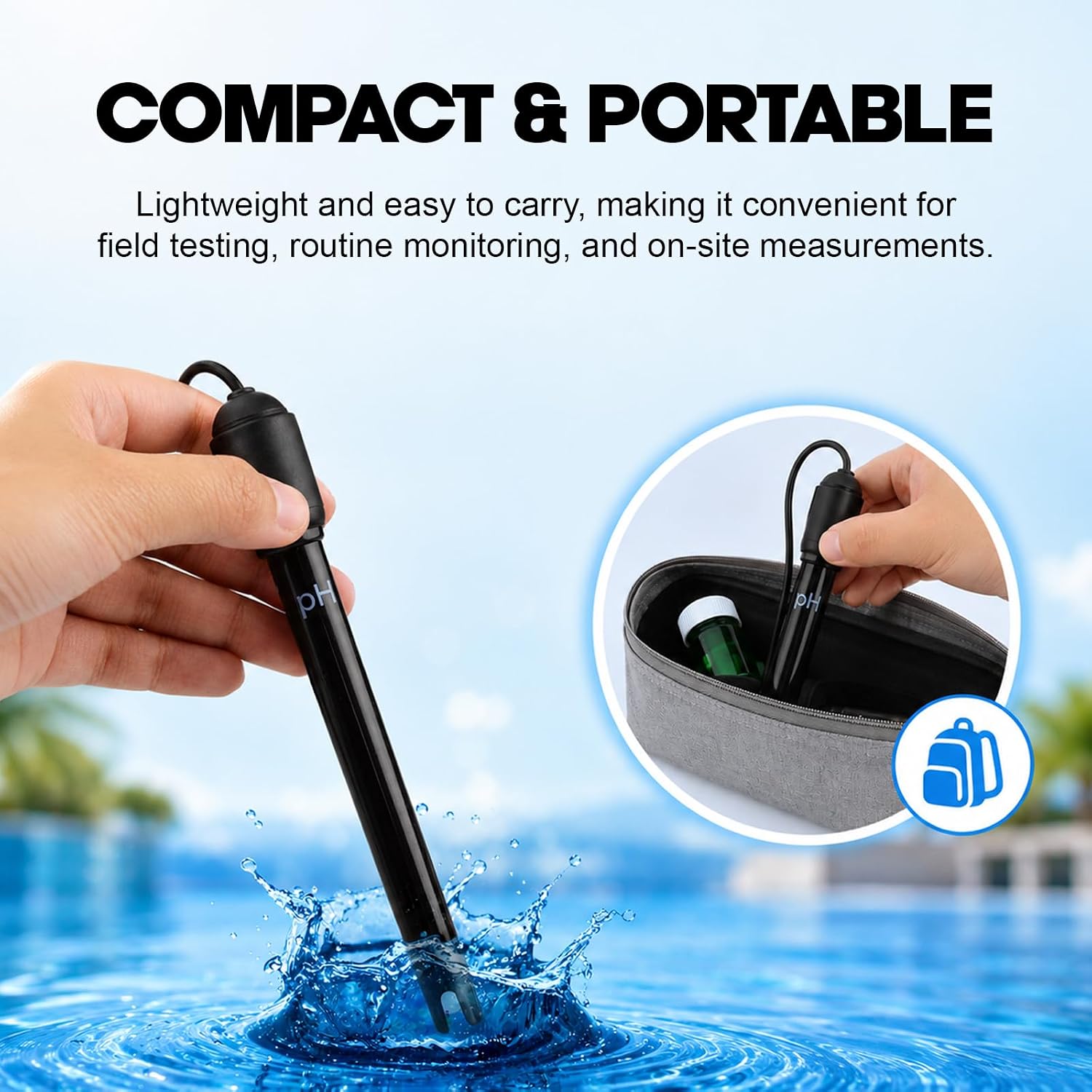 Long Body pH Electrode with BNC Socket Probe 300cm Cable 0-14pH for pH Meter, pH Controller pH Device Economical Sensor