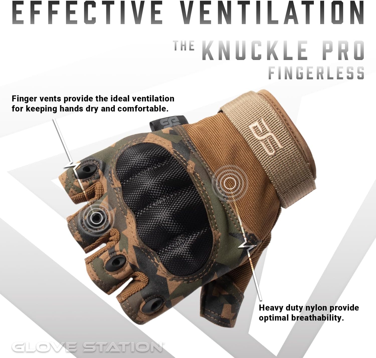 Glove Station Fingerless Knuckle Motorcycle Gloves, TACHK200