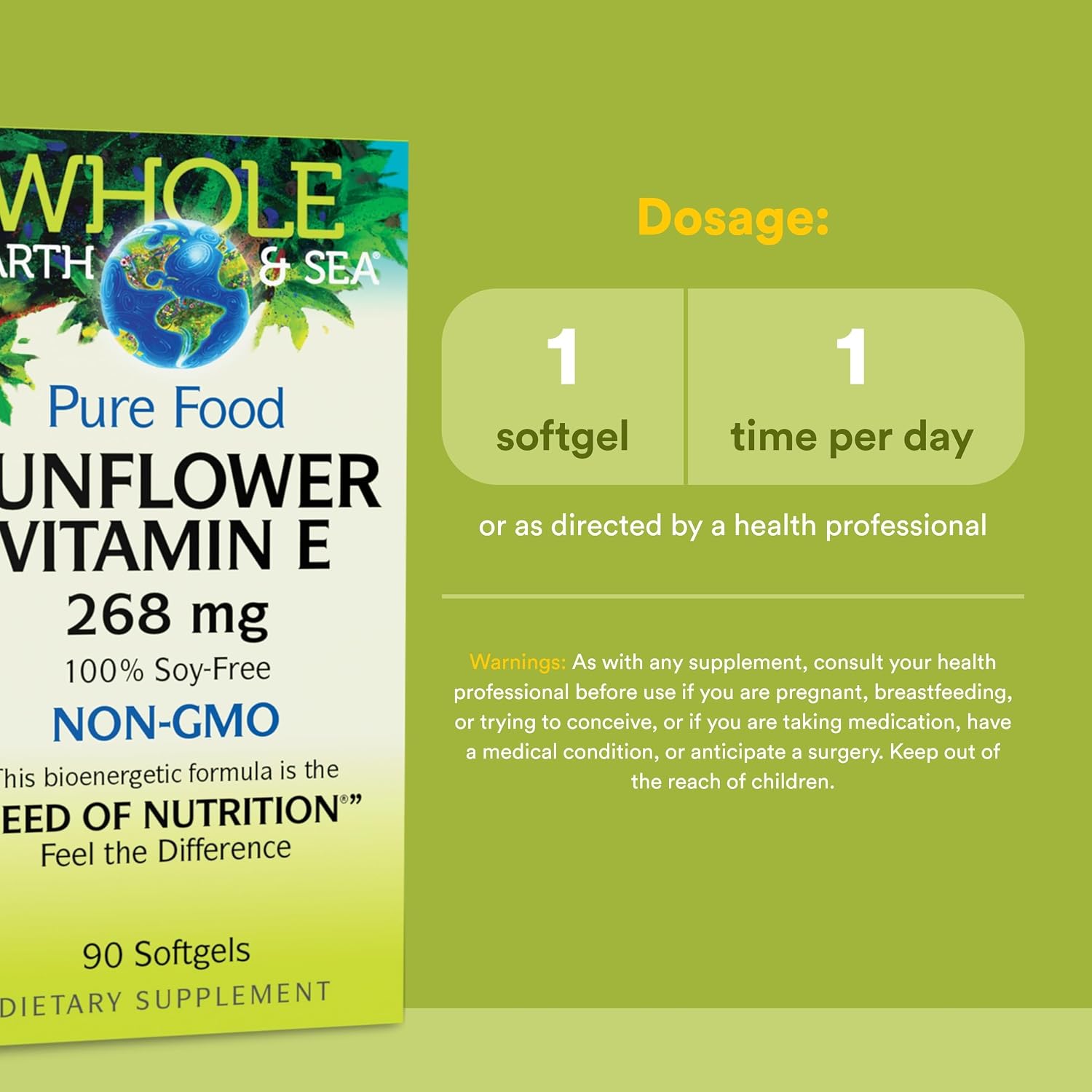 Whole Earth & Sea from Natural Factors, Sunflower Vitamin E, Whole Food Supplement