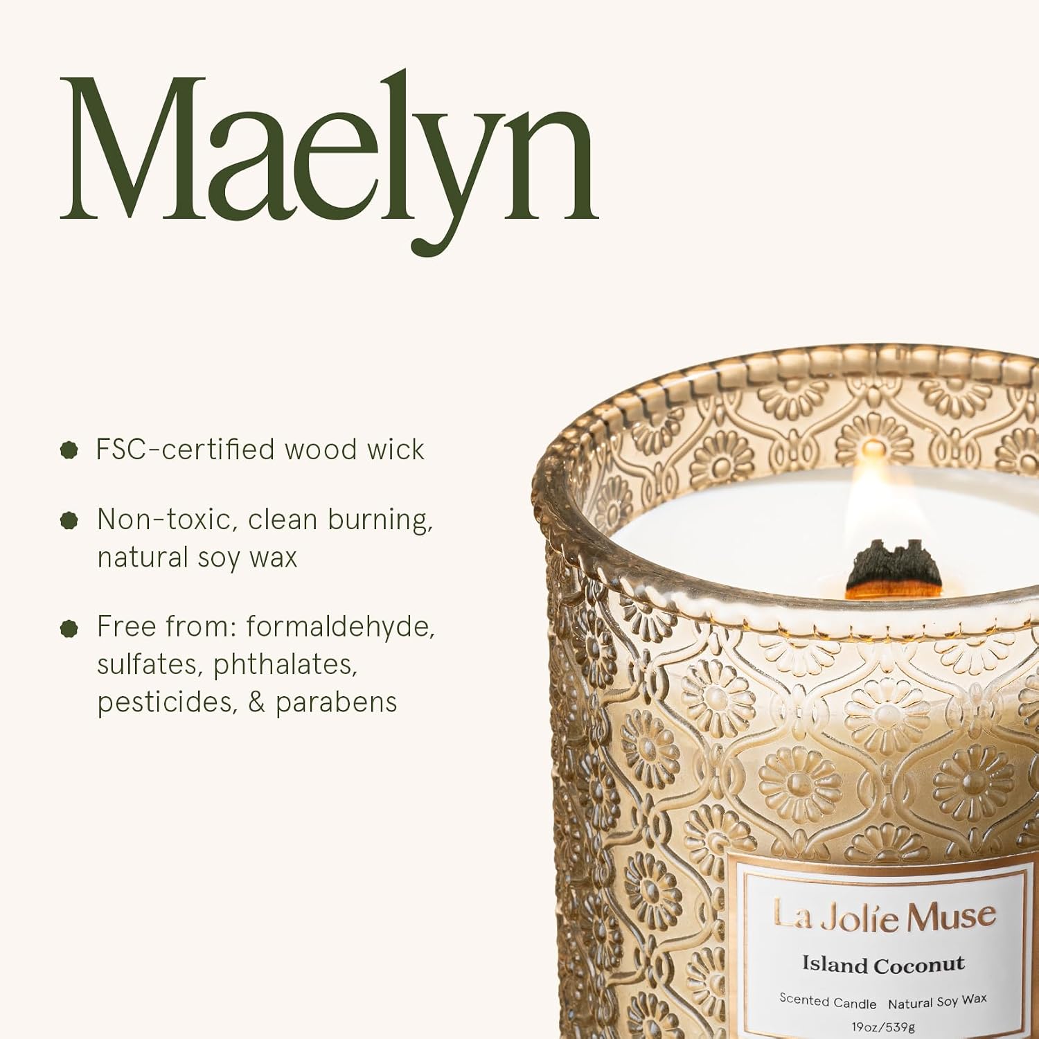 LA JOLIE MUSE Starlit Fir Pine Scented Candles for Home,19 oz Natural Soy