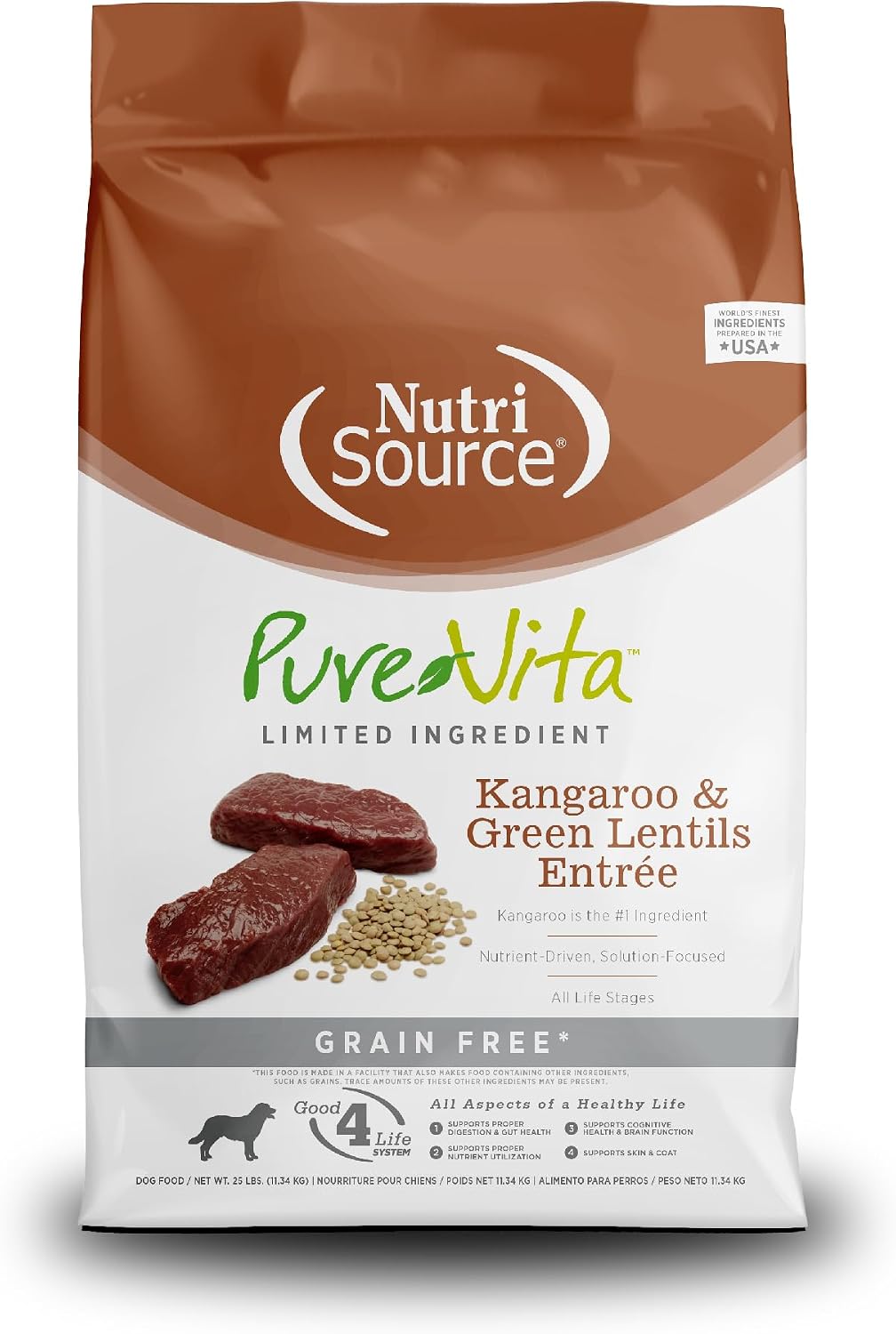 NutriSource Pure Vita Limited Ingredient Grain Free Dry Dog Food, Salmon and Peas, 25LB | Limited Ingredient, Single Protein, Sensitive Stomach, Allergy, Sweet Potato, Skin and Coat