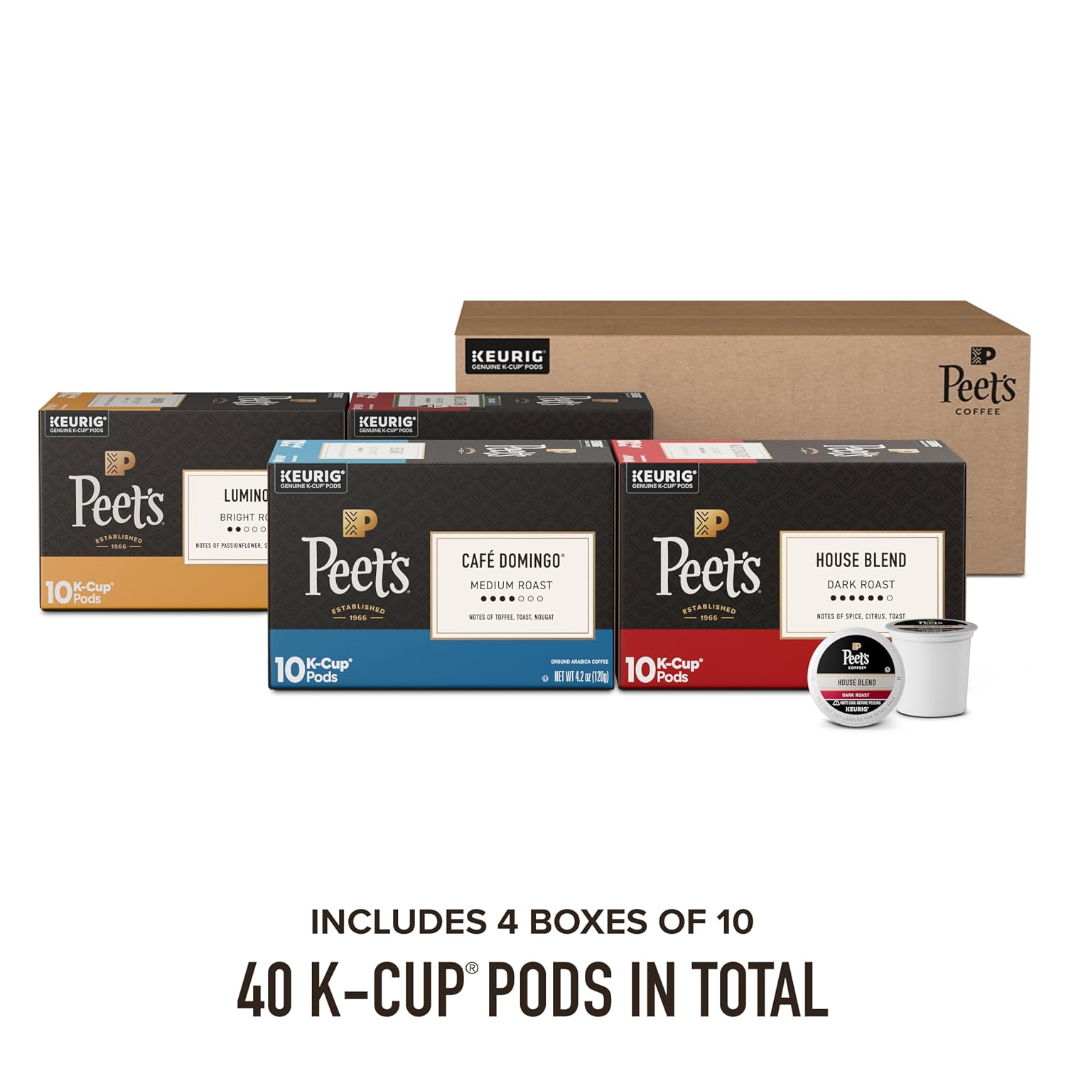 Peet's Coffee, Dark Roast Keurig K-Cup Pods, 100% Arabica Coffee - Major Dickason's Blend 32 Count (1 Box of 32 K-Cup Pods)