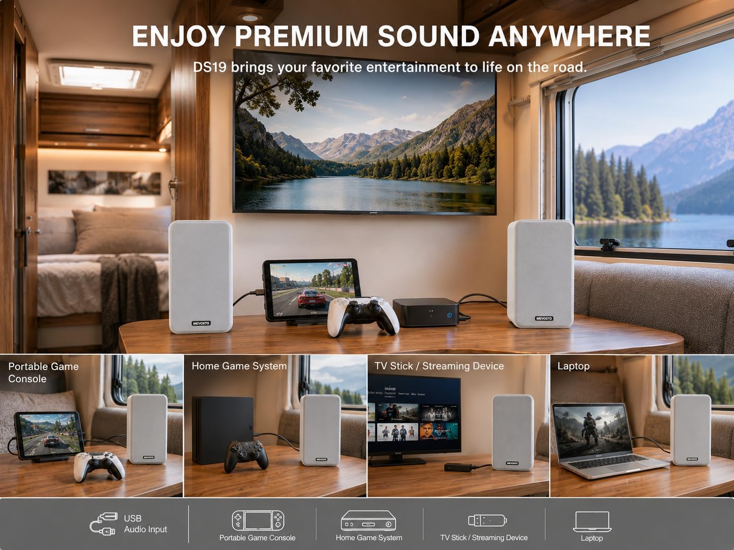 Active Bookshelf Speakers 36W RMS - BT 5.4 Wireless Speaker with 5 Inch Woofer, Silk Dome Tweeter PC Speakers - USB Digital Audio Studio Monitors Bass & Treble Adjust AUX Input for Record Player TV