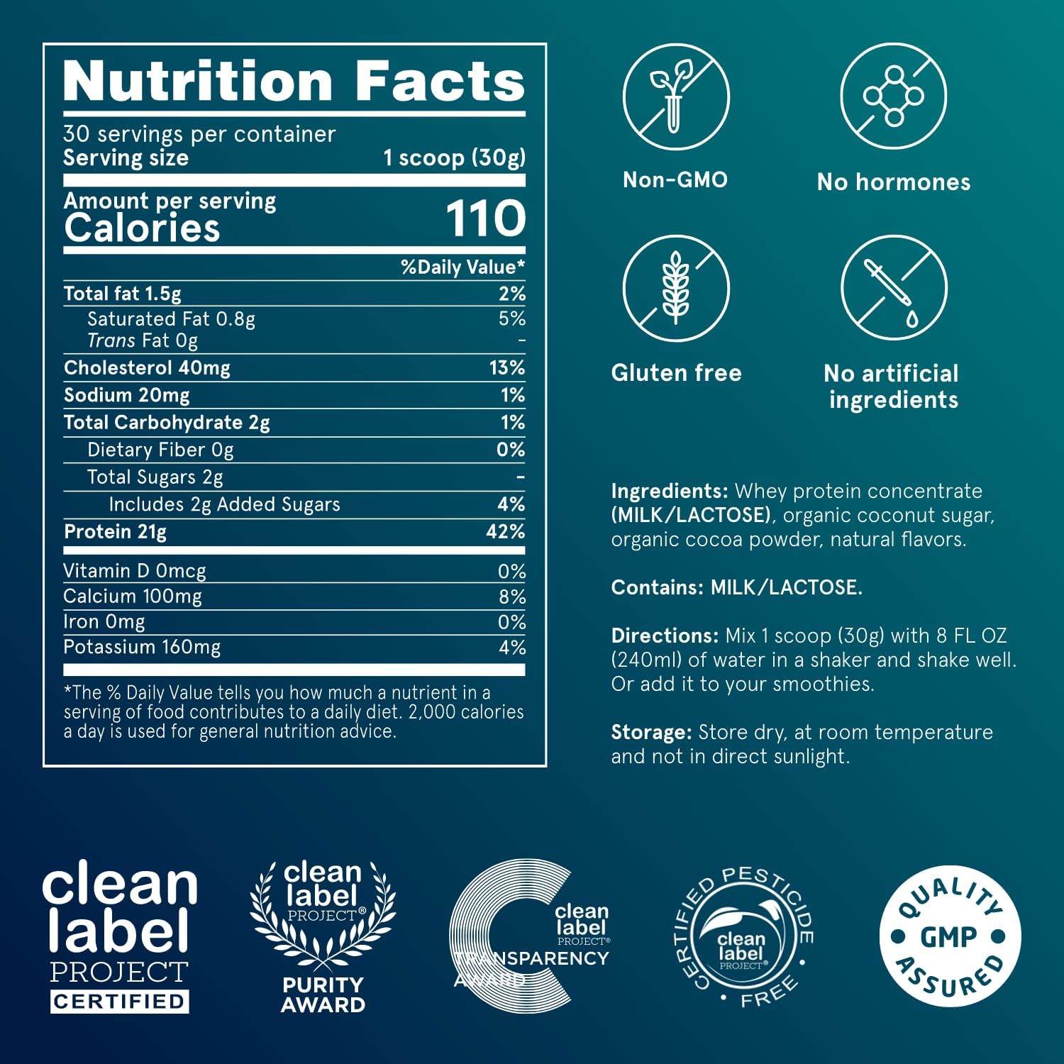 Puori PW1, Grass Fed Whey Protein Powder, Dark Chocolate, 30 Servings | Pasture-Raised Whey Protein Powder Drink Mix containing BCAA Amino Acids - Post-Workout Supplement for Muscle Gain & Recovery