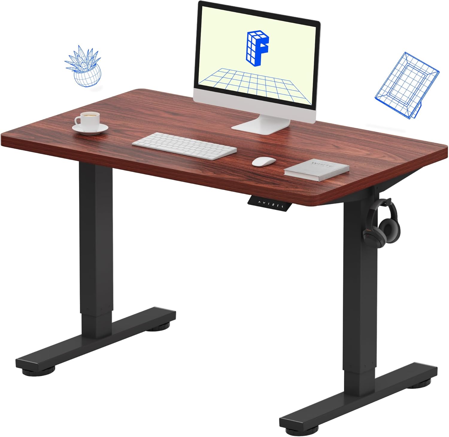 FLEXISPOT EN1 One-Piece Standing Desk, Electric Adjustable with 4 Memory Presets, 176 LBS Capacity, Stable & Quiet