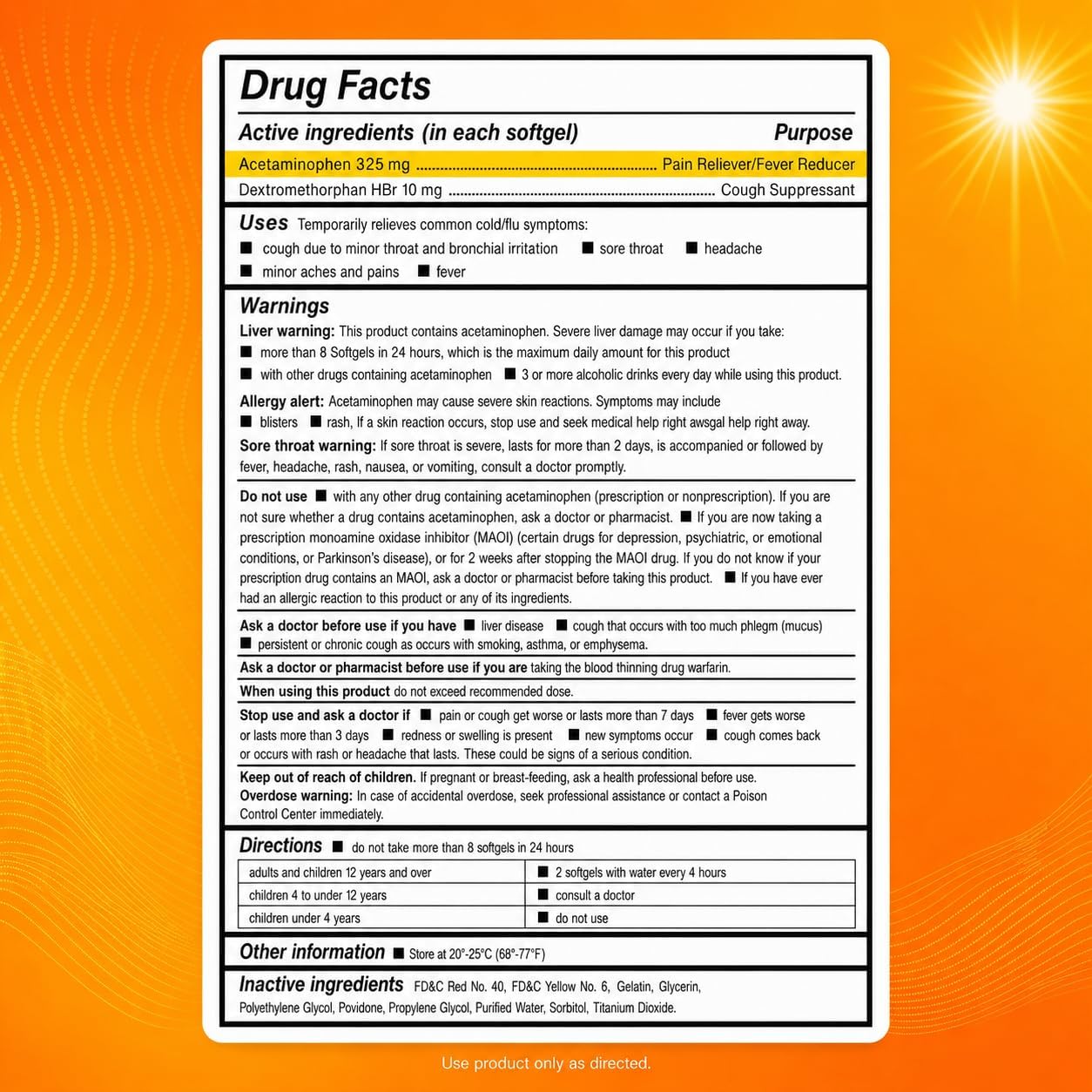 AXIV Daytime Multi-Symptom, Daytime Cold and Flu Relief Softgels, Non-Drowsy Cold Medicine, Relief of Pain, Sore Throat, Minor Aches and Pains, Fever, Cough, 24 Count